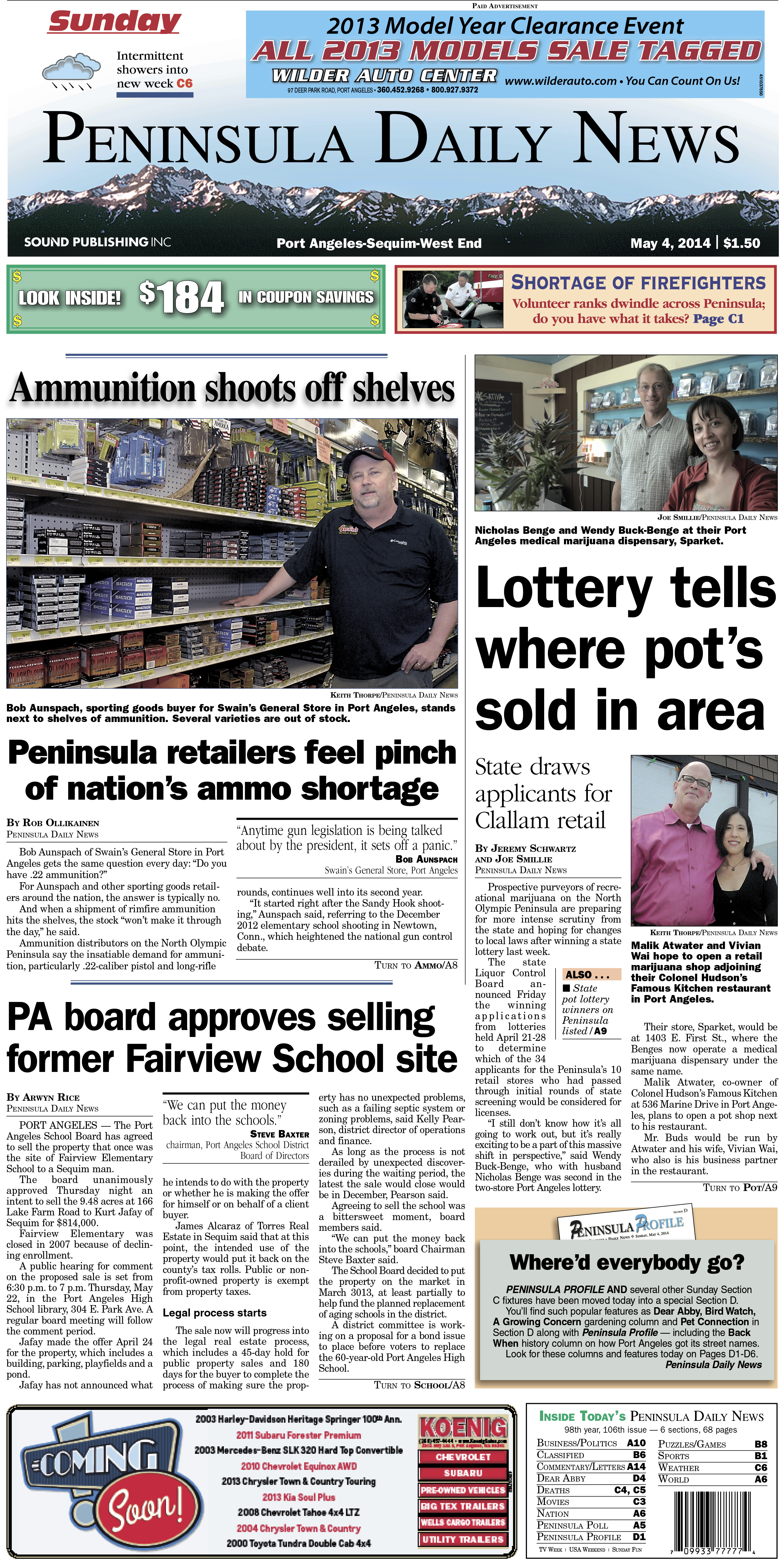 PDN's front page for today's Clallam County readers.