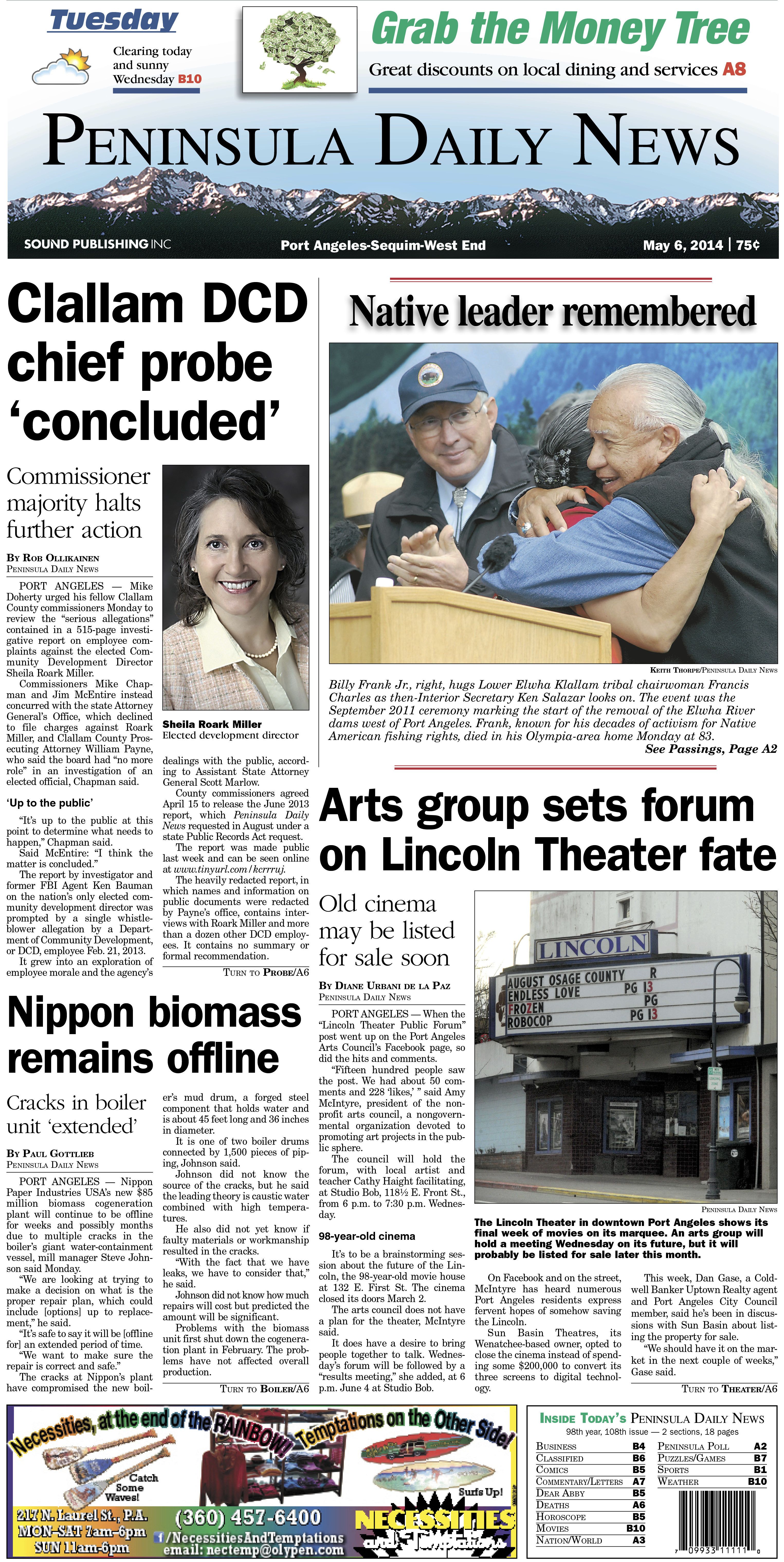 PDN's front page for today's Clallam County readers.