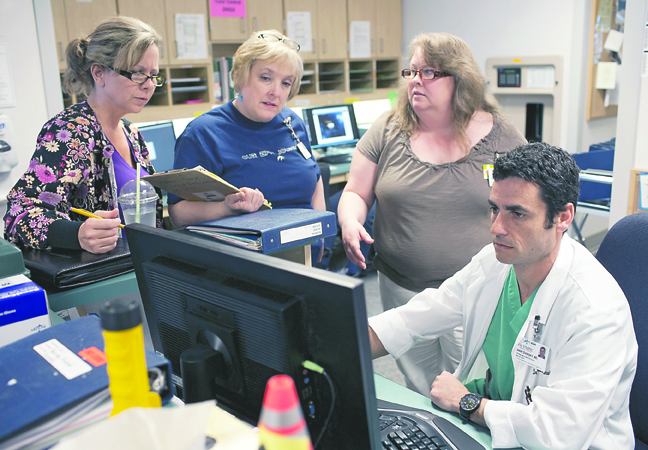 From left are Olympic Medical Center's Tanya Rutherford