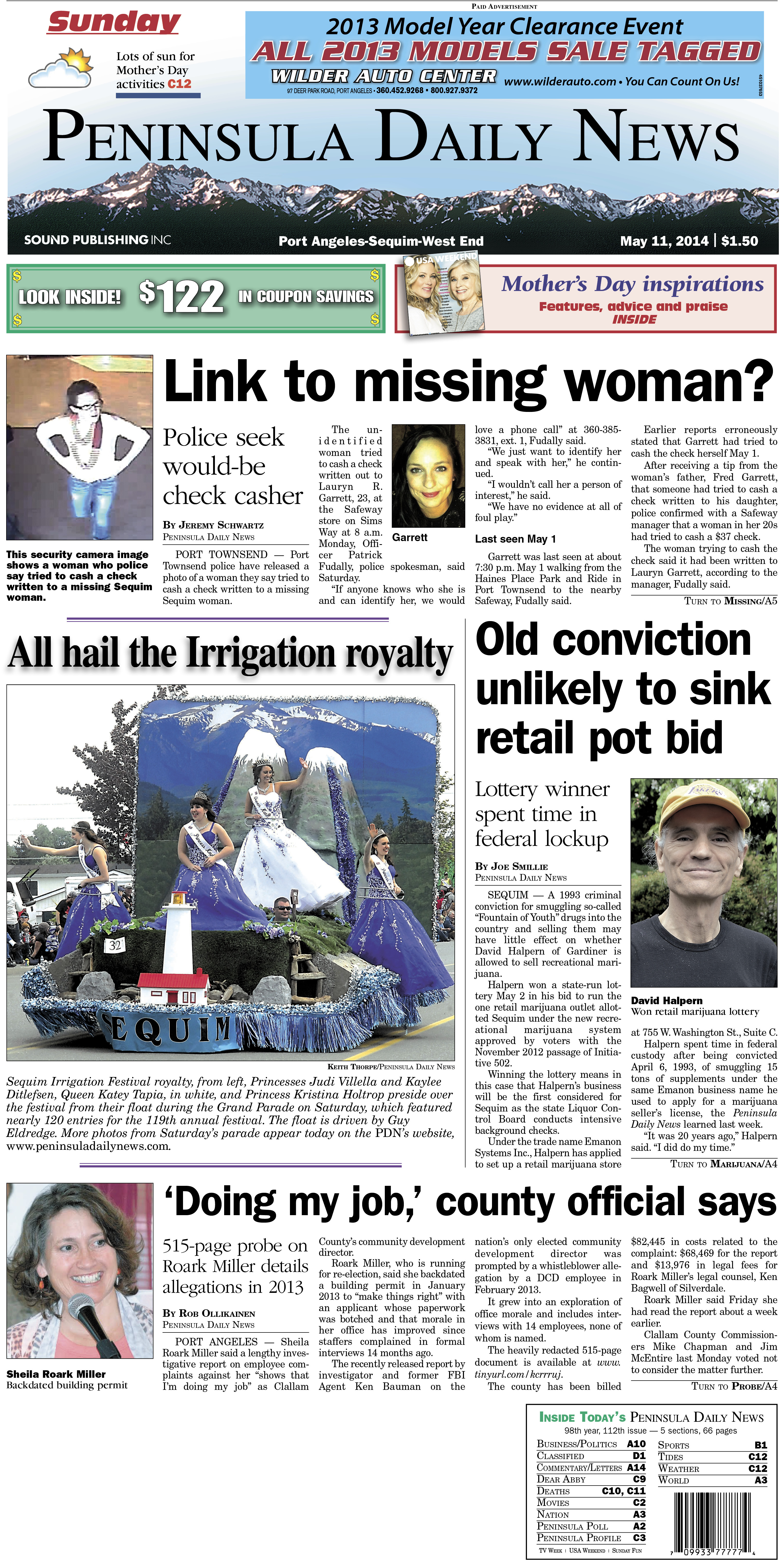 PDN's front page for today's Clallam County readers.