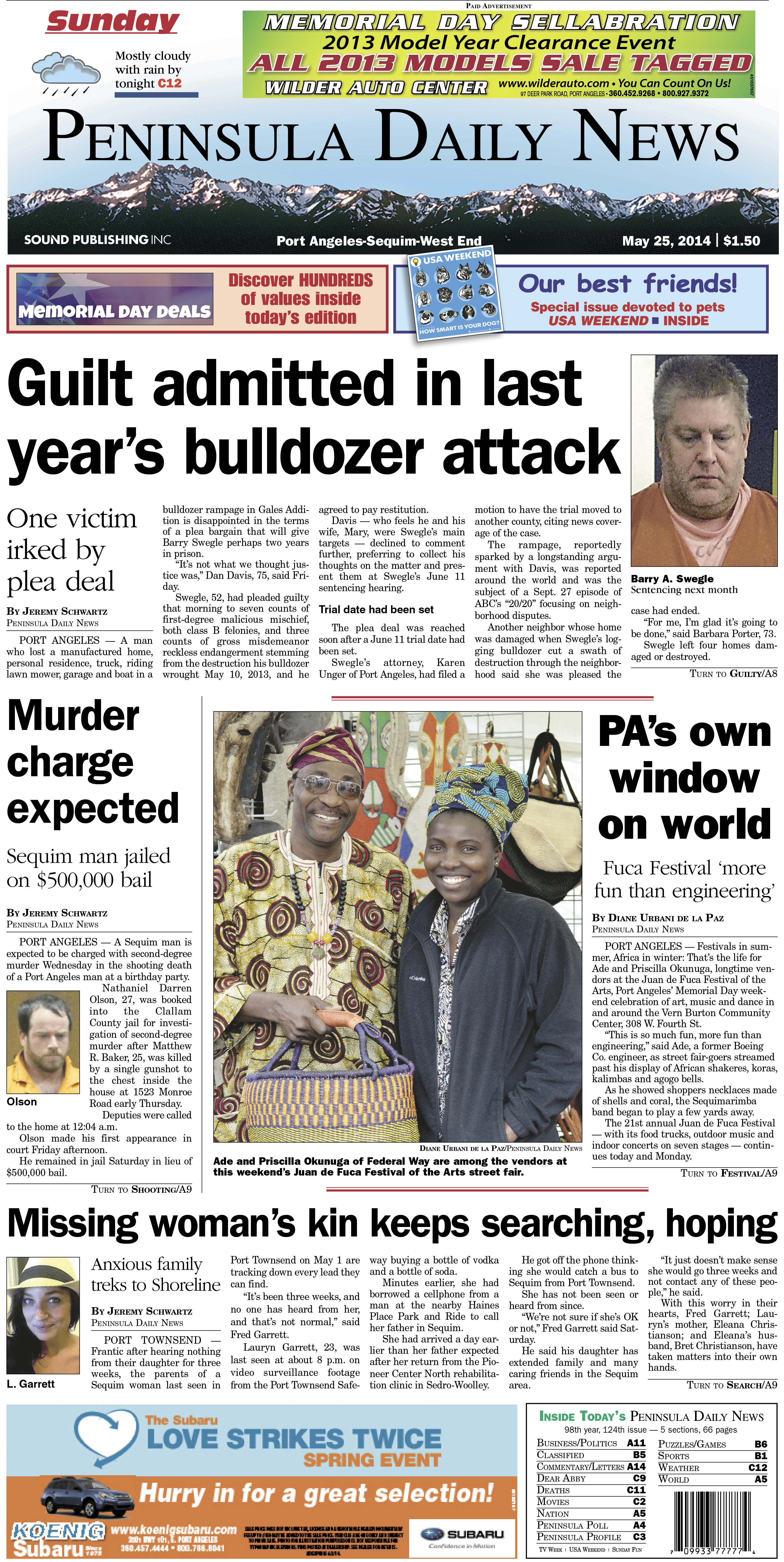 PDN's front page for today's Clallam County readers.