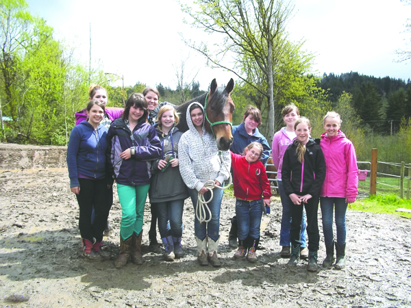 Jefferson County Mounties 4-H helps host equine events such as the May performance and game show at the Jefferson County Fairgrounds. From left are Tia Brown