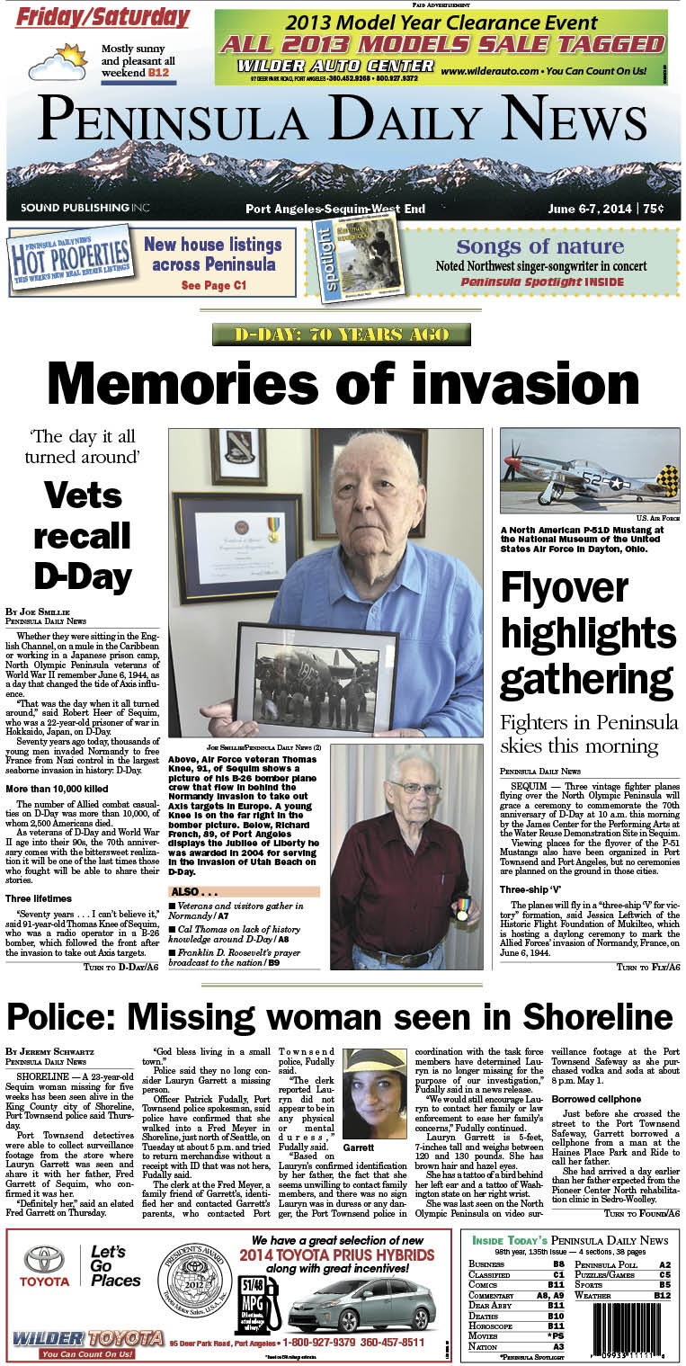 PDN's front page for today's Clallam County readers.