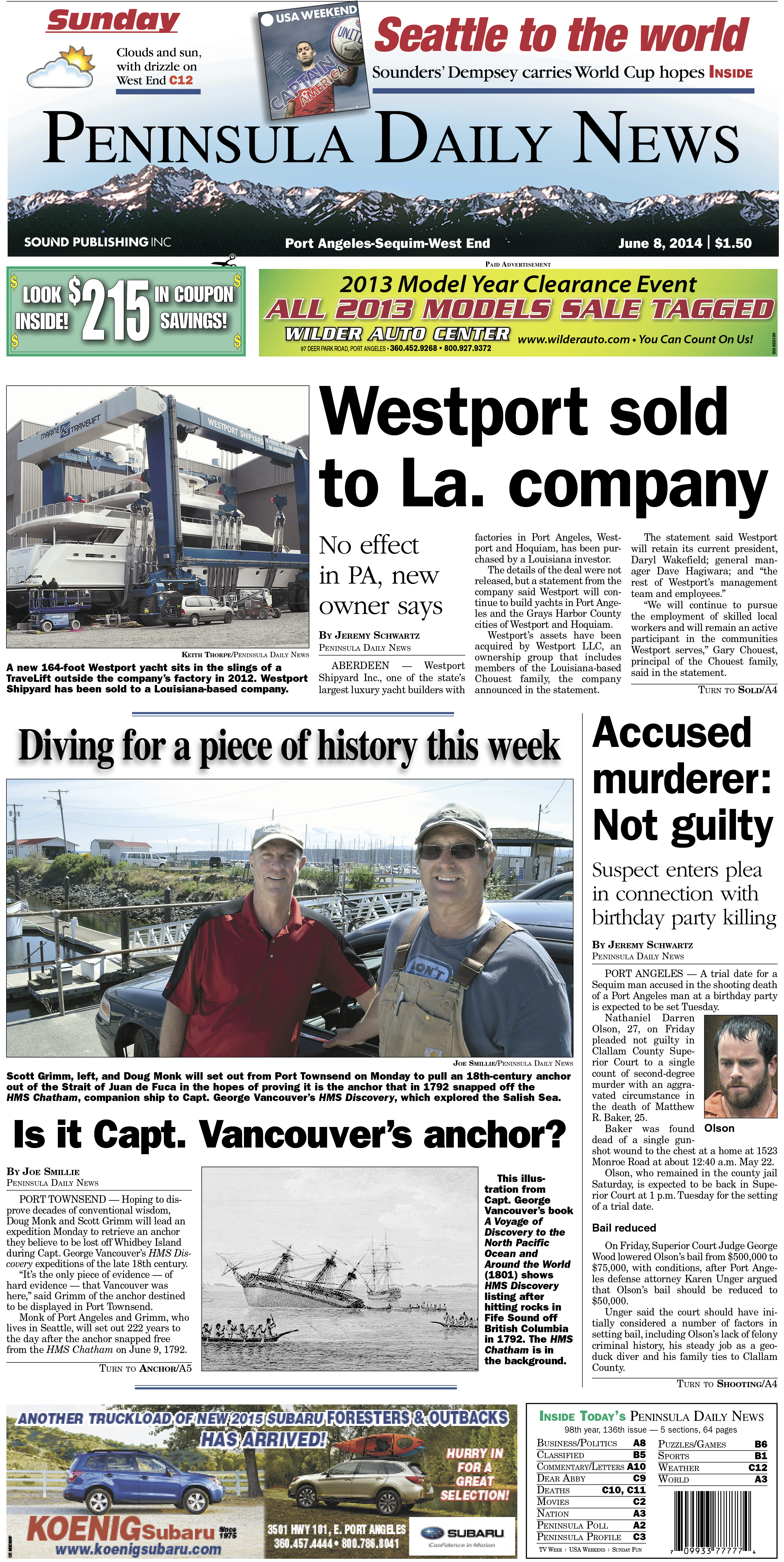 PDN's front page for today's Clallam County readers.