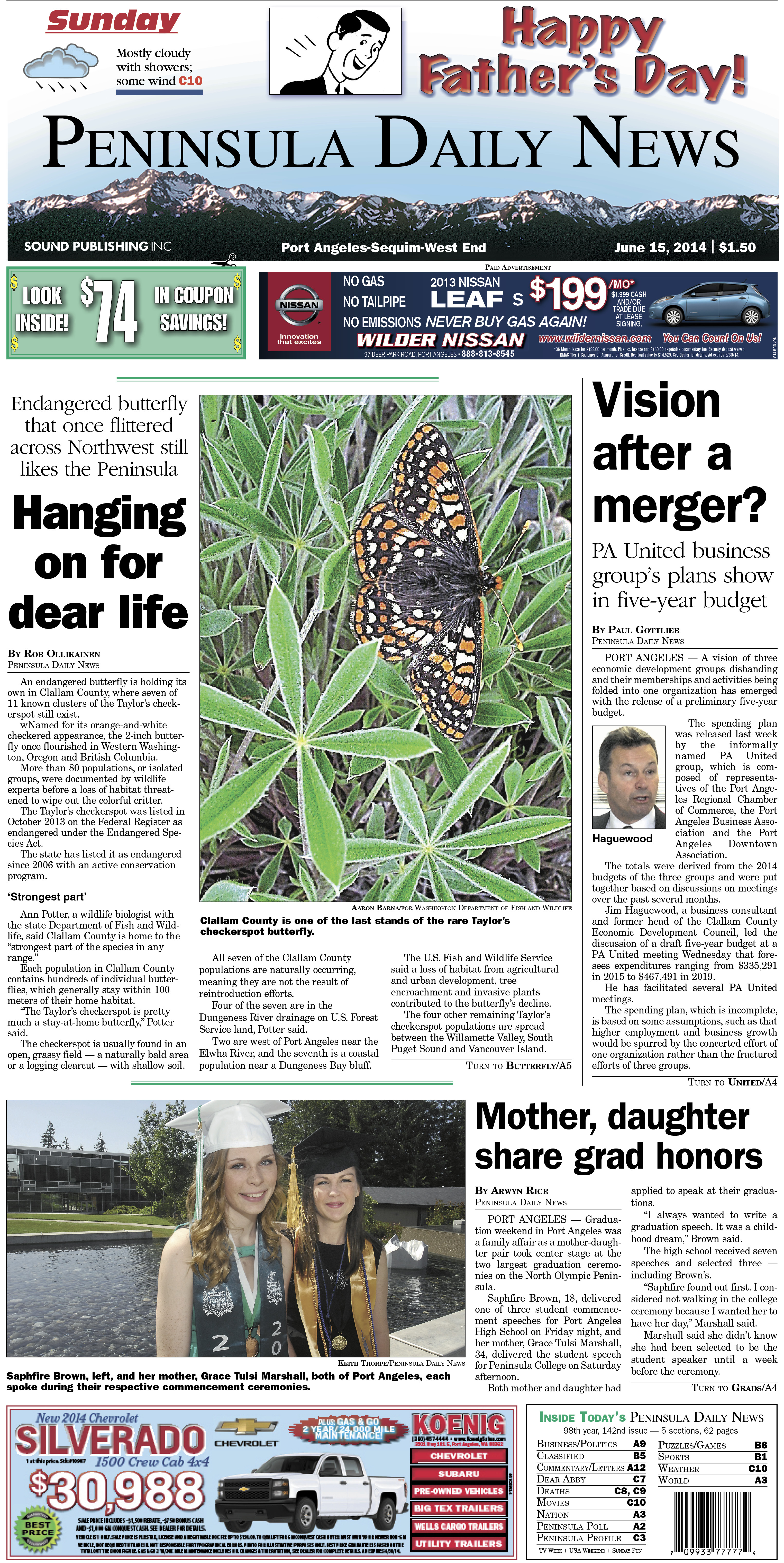 PDN's front page for today's Clallam County readers.
