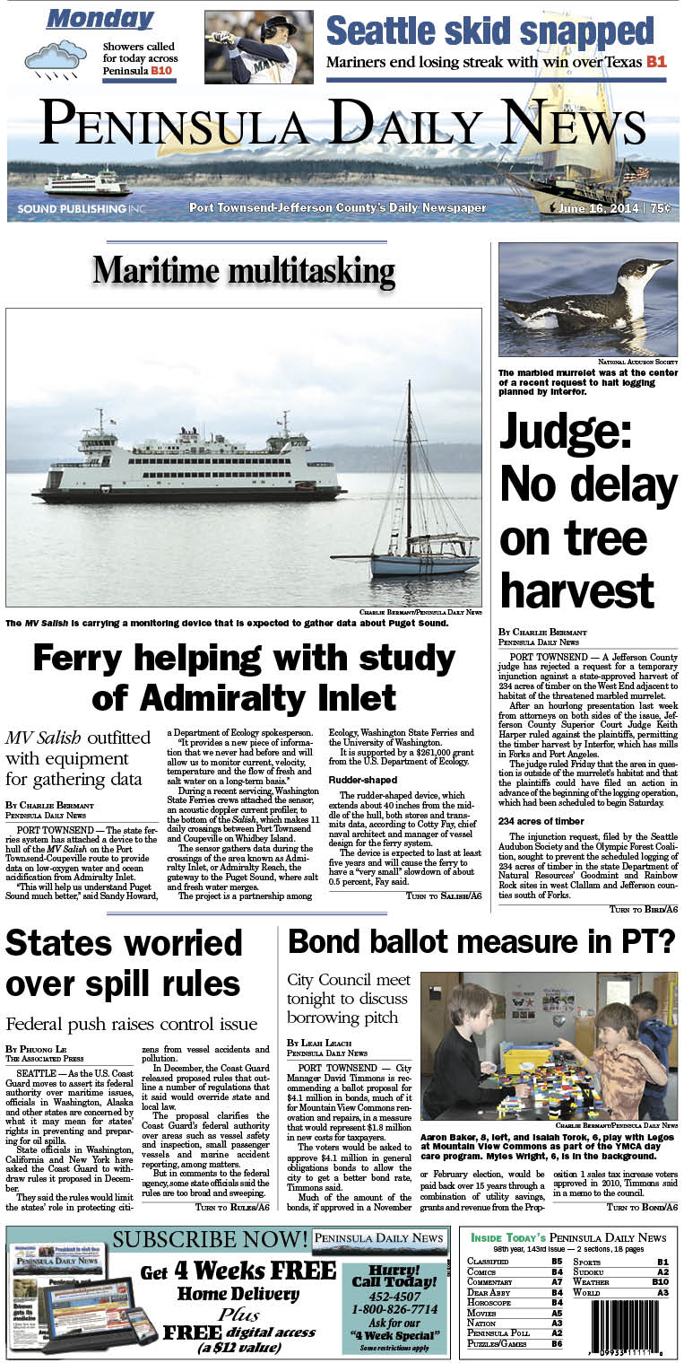 PDN's front page for today's Jefferson County readers.