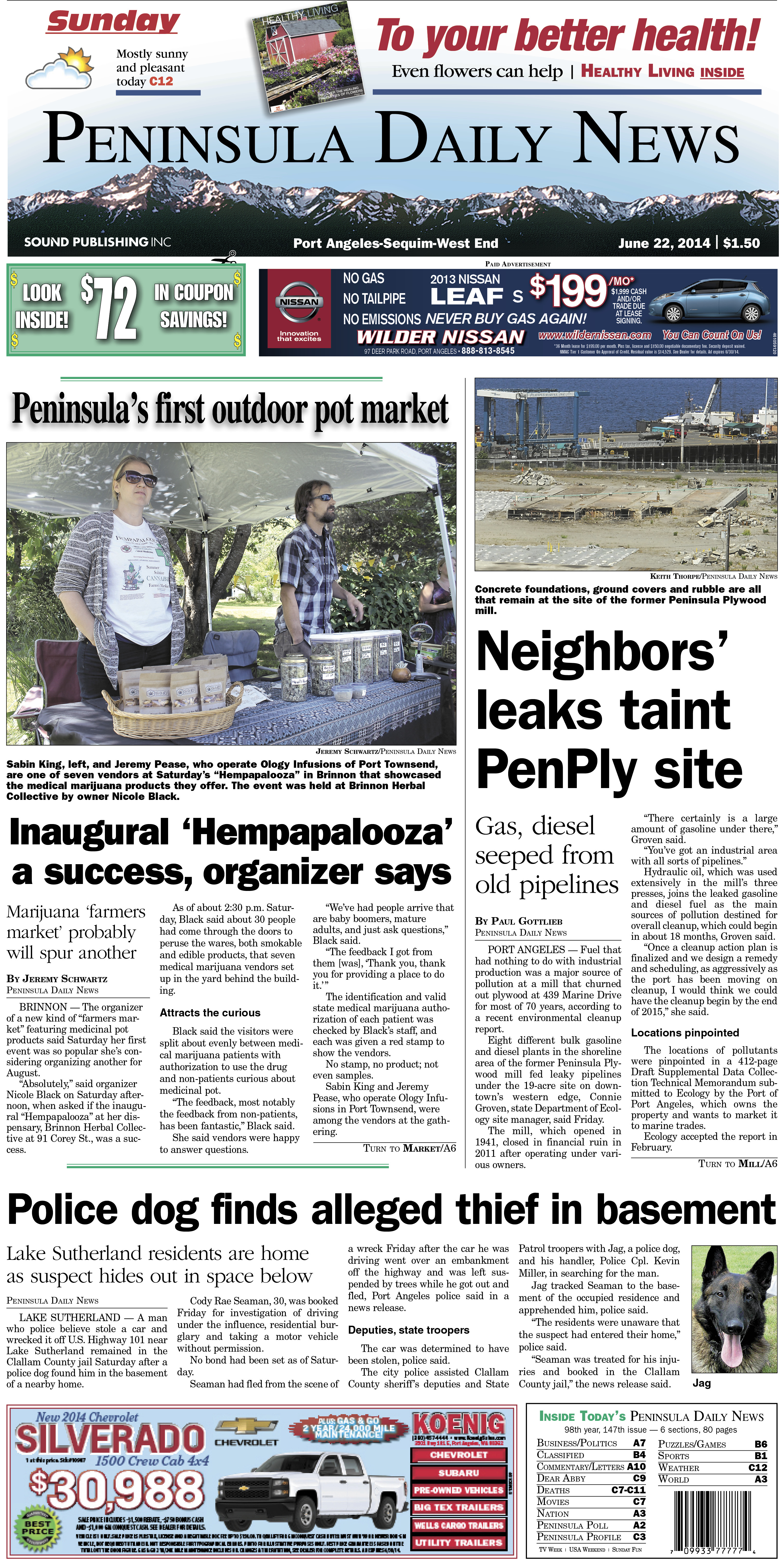 PDN's front page for today's Clallam County readers.