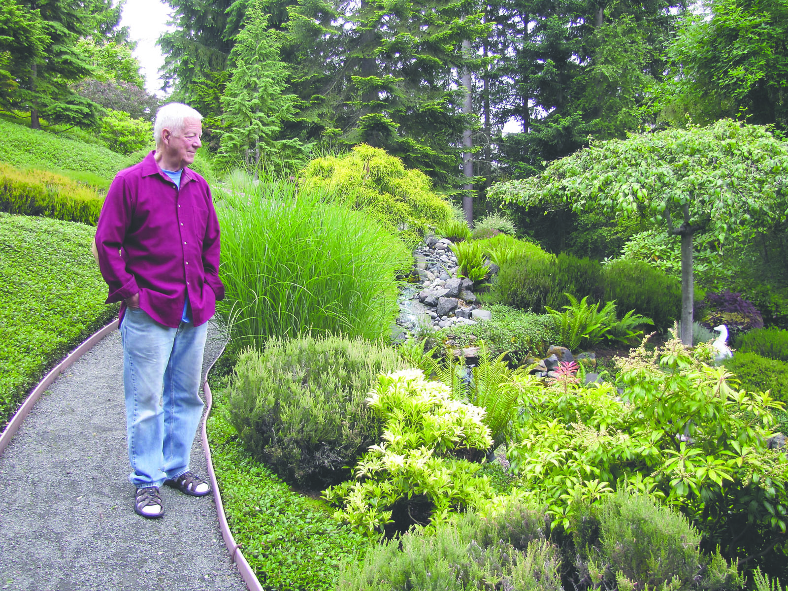 Good walking shoes are recommended for a visit to Linda and Bob Beatty's hillside garden