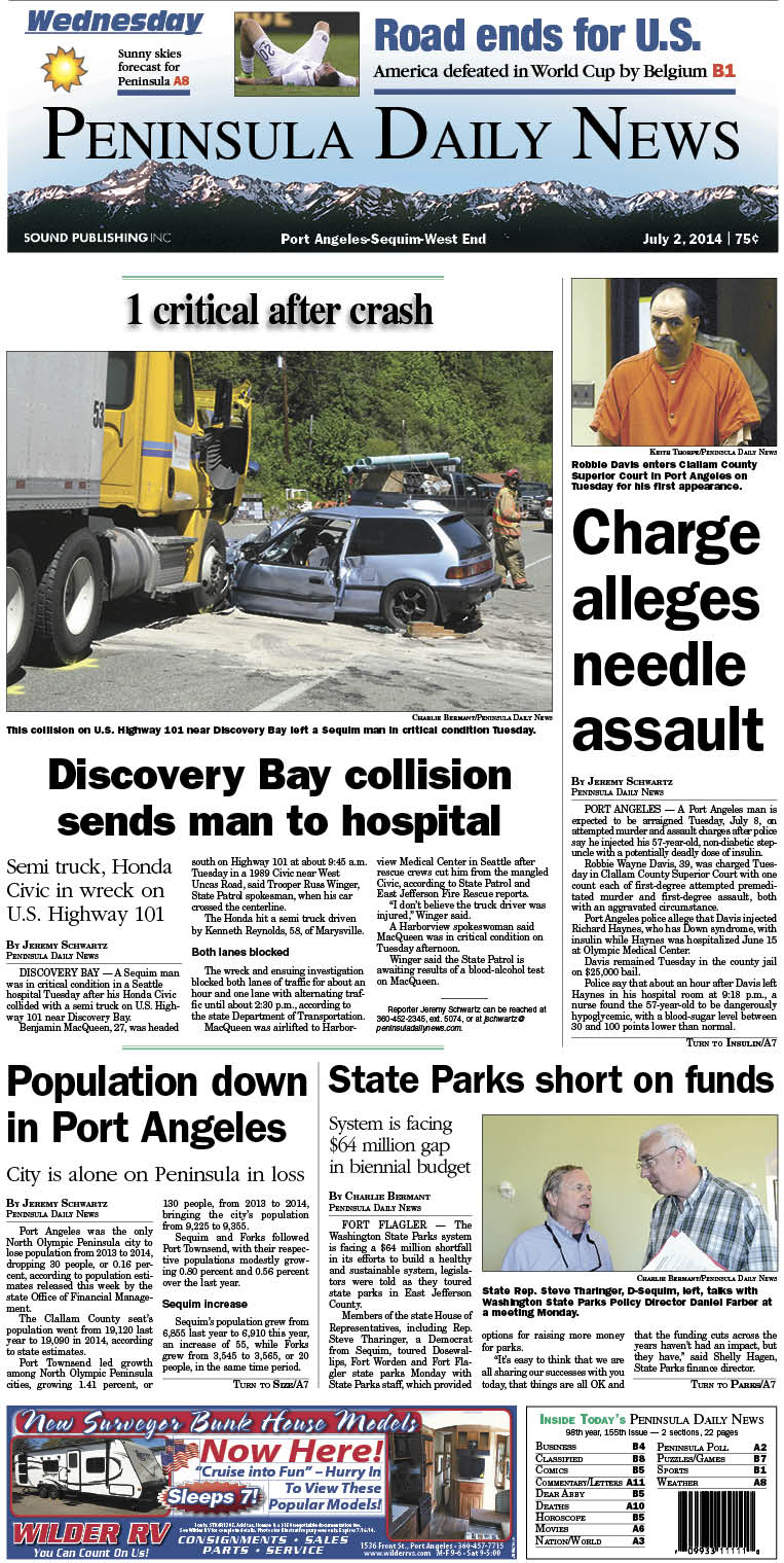 PDN's front page for today's Clallam County readers. There's more inside that isn't online!