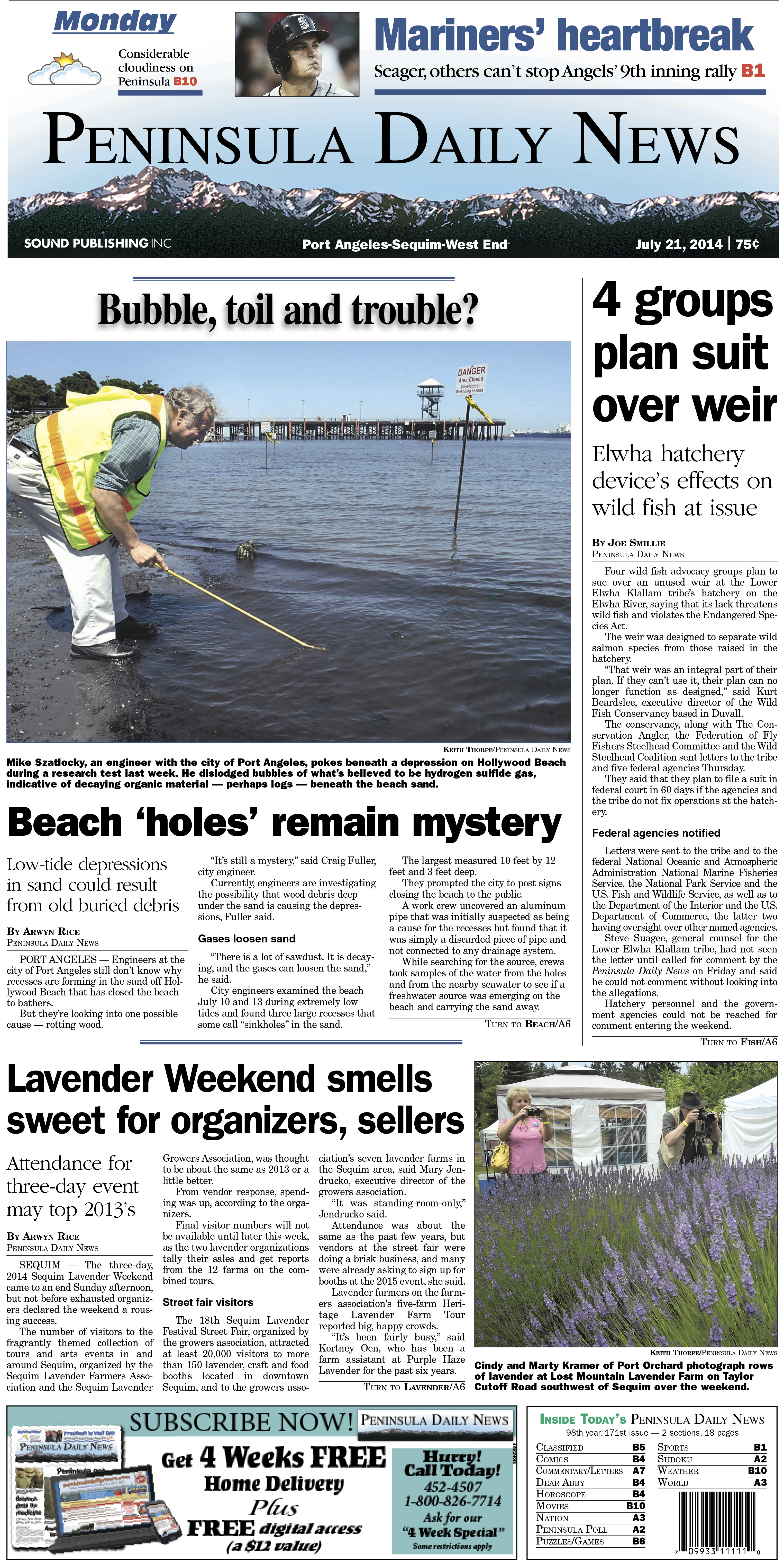 PDN's front page for today's Clallam County readers. There's more inside that isn't online!