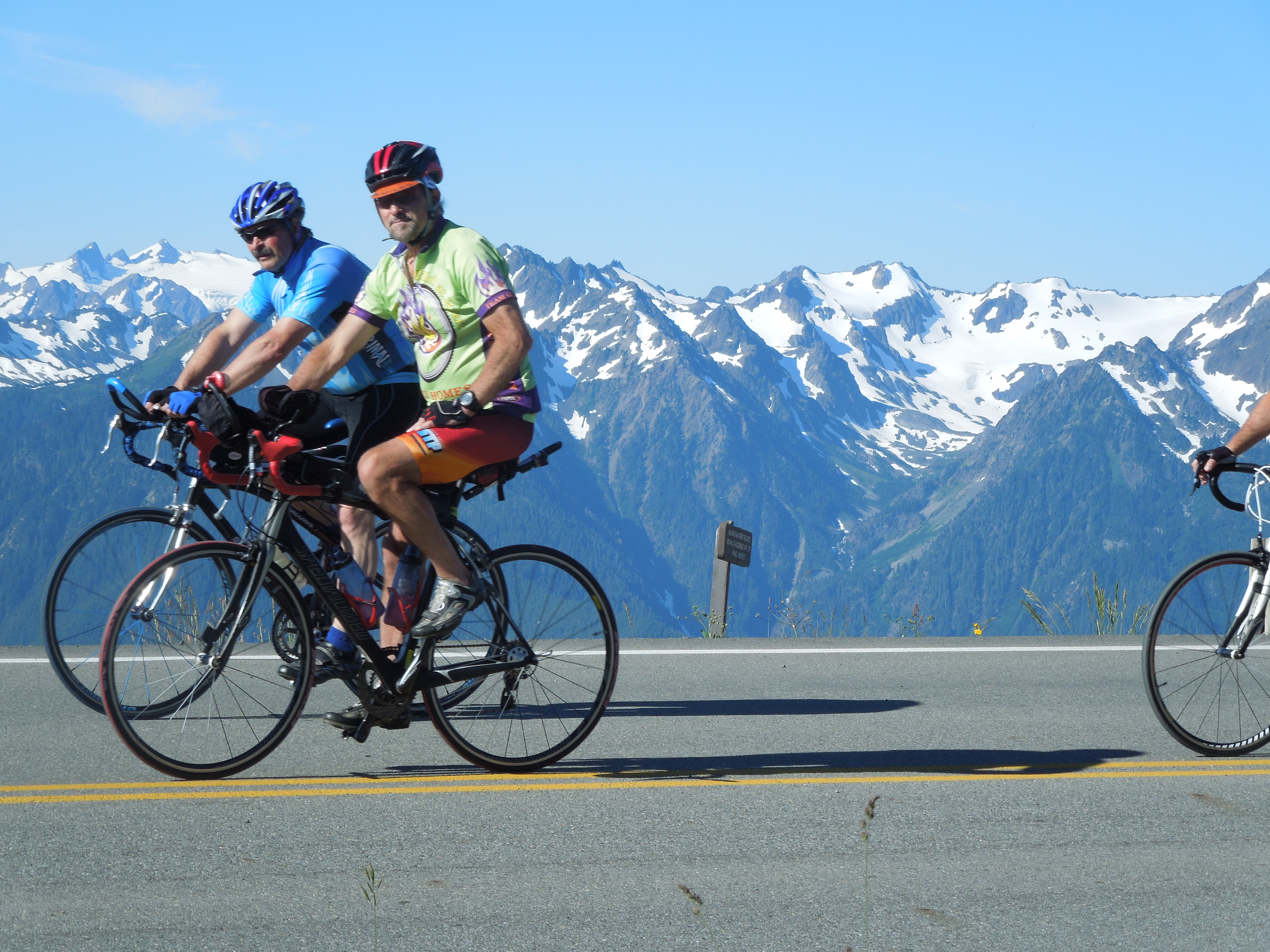 Bicyclists on their way to the top of 5