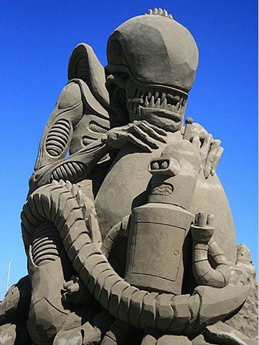 Carl Jara's "Alien vs. Bender" won first prize at the Windermere Sand Sculpture Classic in Port Angeles in 2010. The theme of the competition was "Legends of Science Fiction." Keith Thorpe/Peninsula Daily News