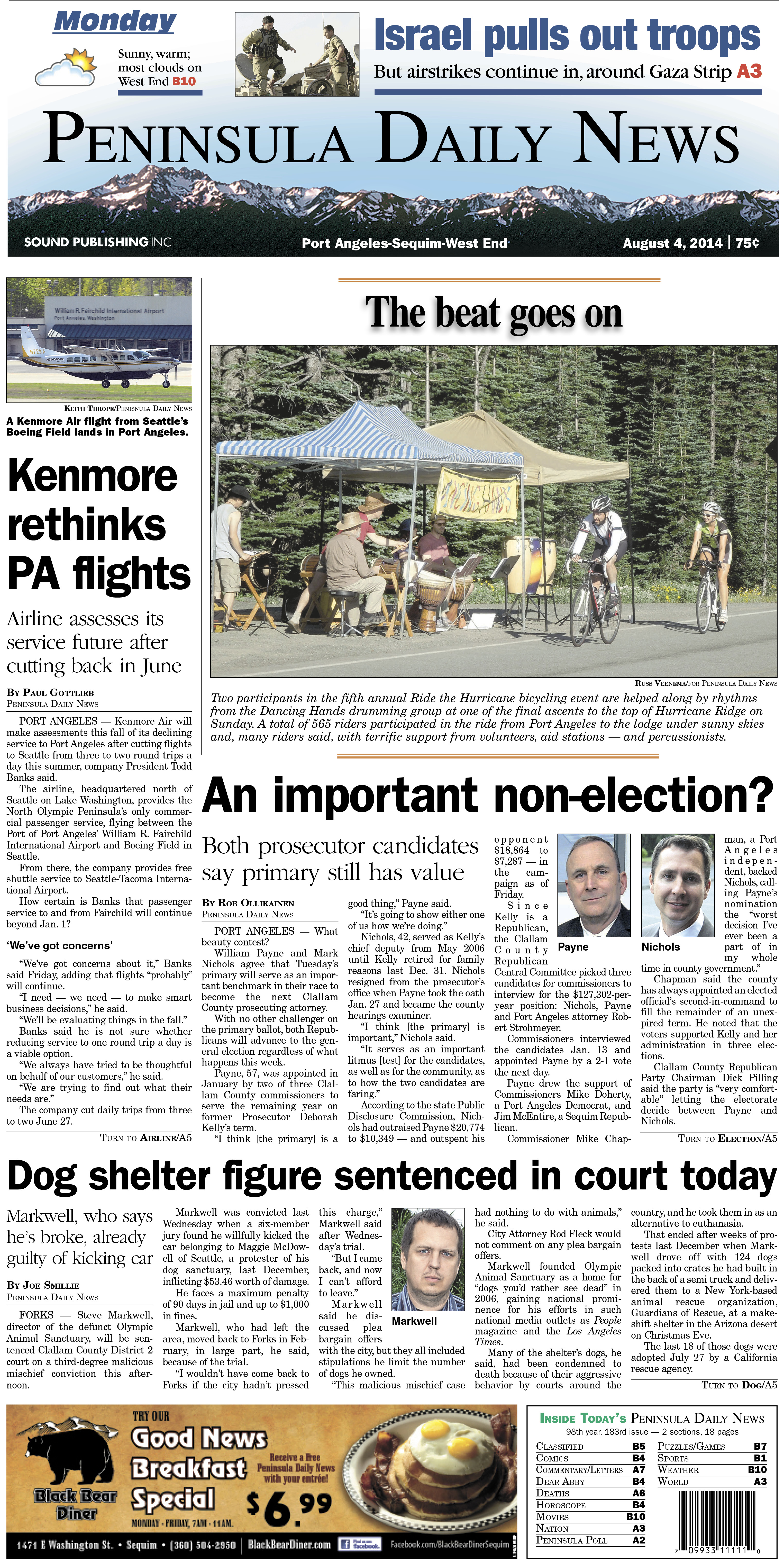 PDN's front page for today's Clallam County readers. There's more inside that isn't online!