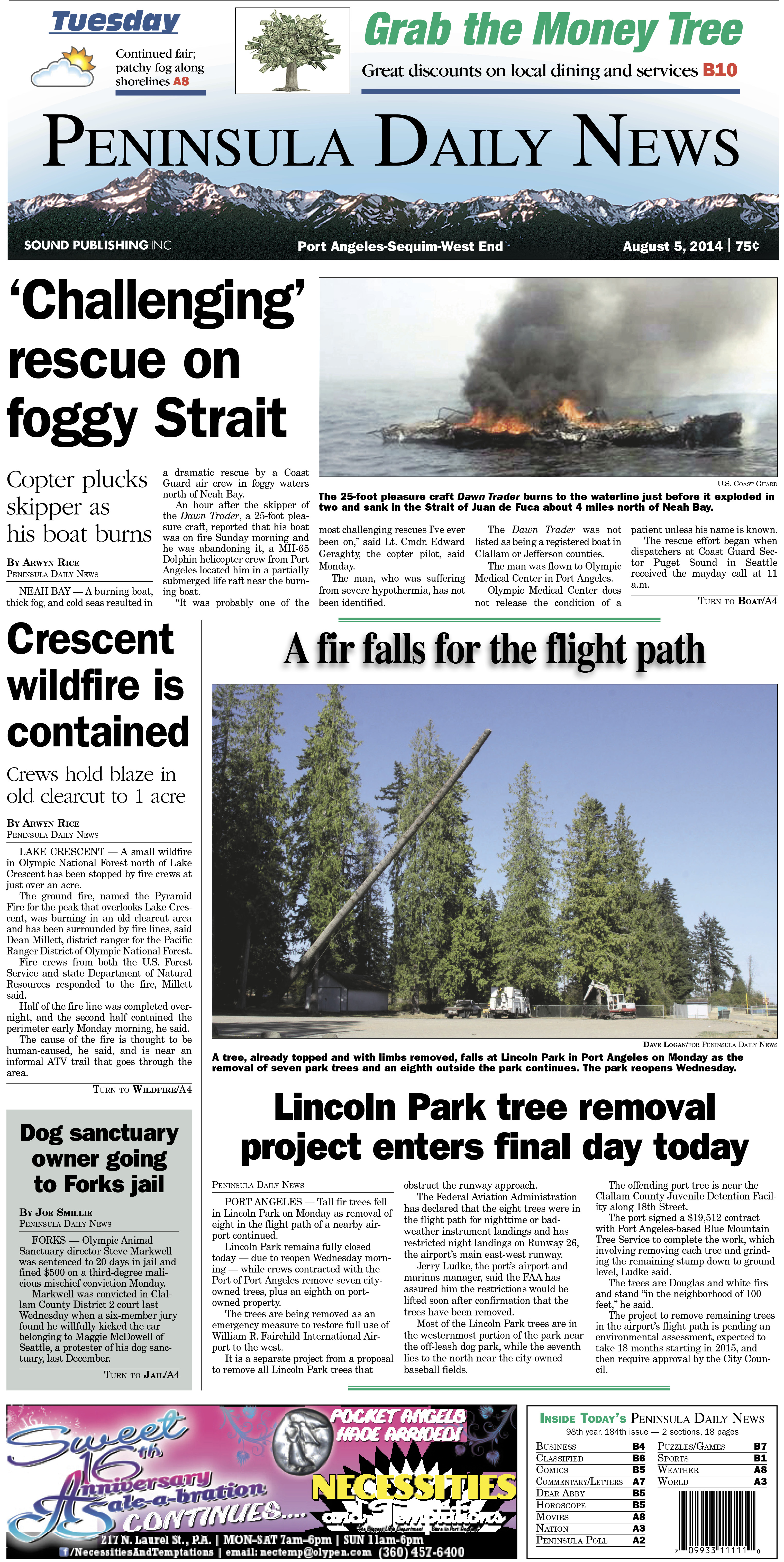 PDN's front page for today's Clallam County readers. There's more inside that isn't online!