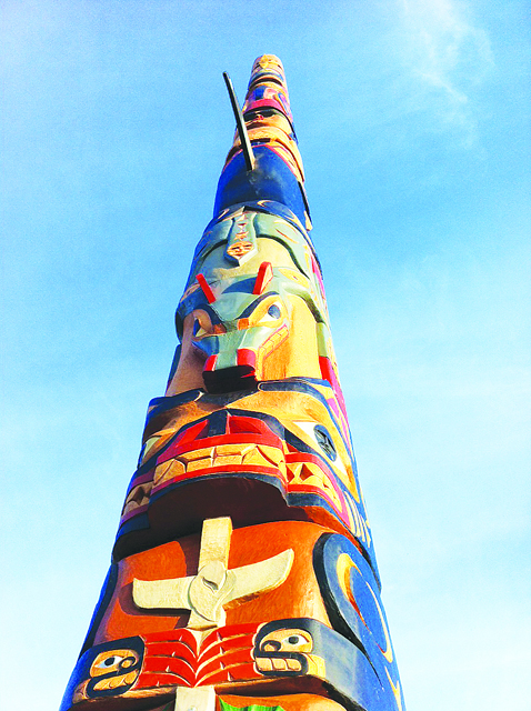 The new totem in Taholah was carved by Quinault tribal members James DeLa Cruz Jr.