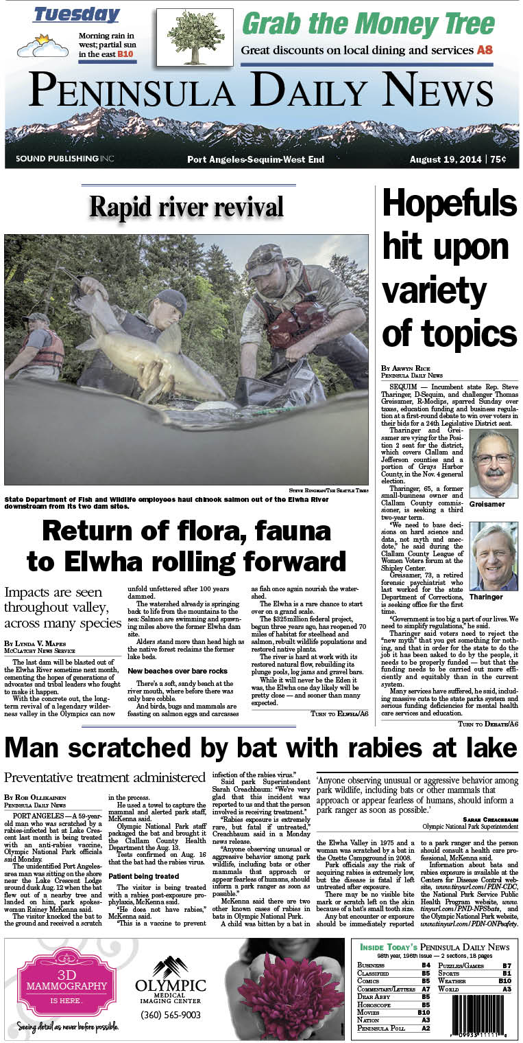 PDN's front page for today's Clallam County readers. There's more inside that isn't online!