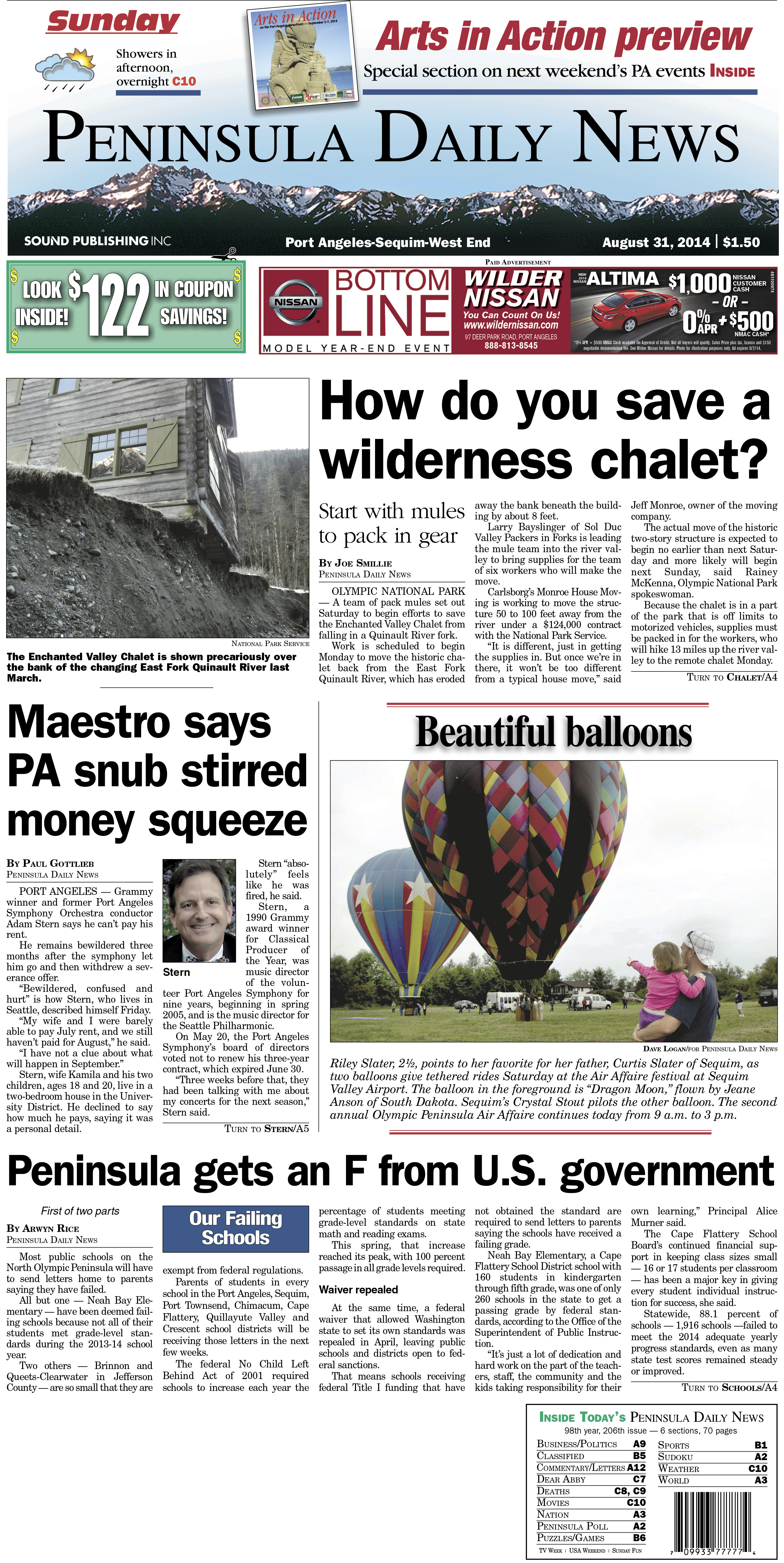 PDN's front page for today's Clallam County readers. There's more inside that isn't online!