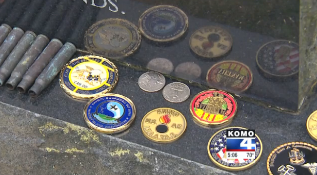 Coins now at Shields' gravesite KOMO TV