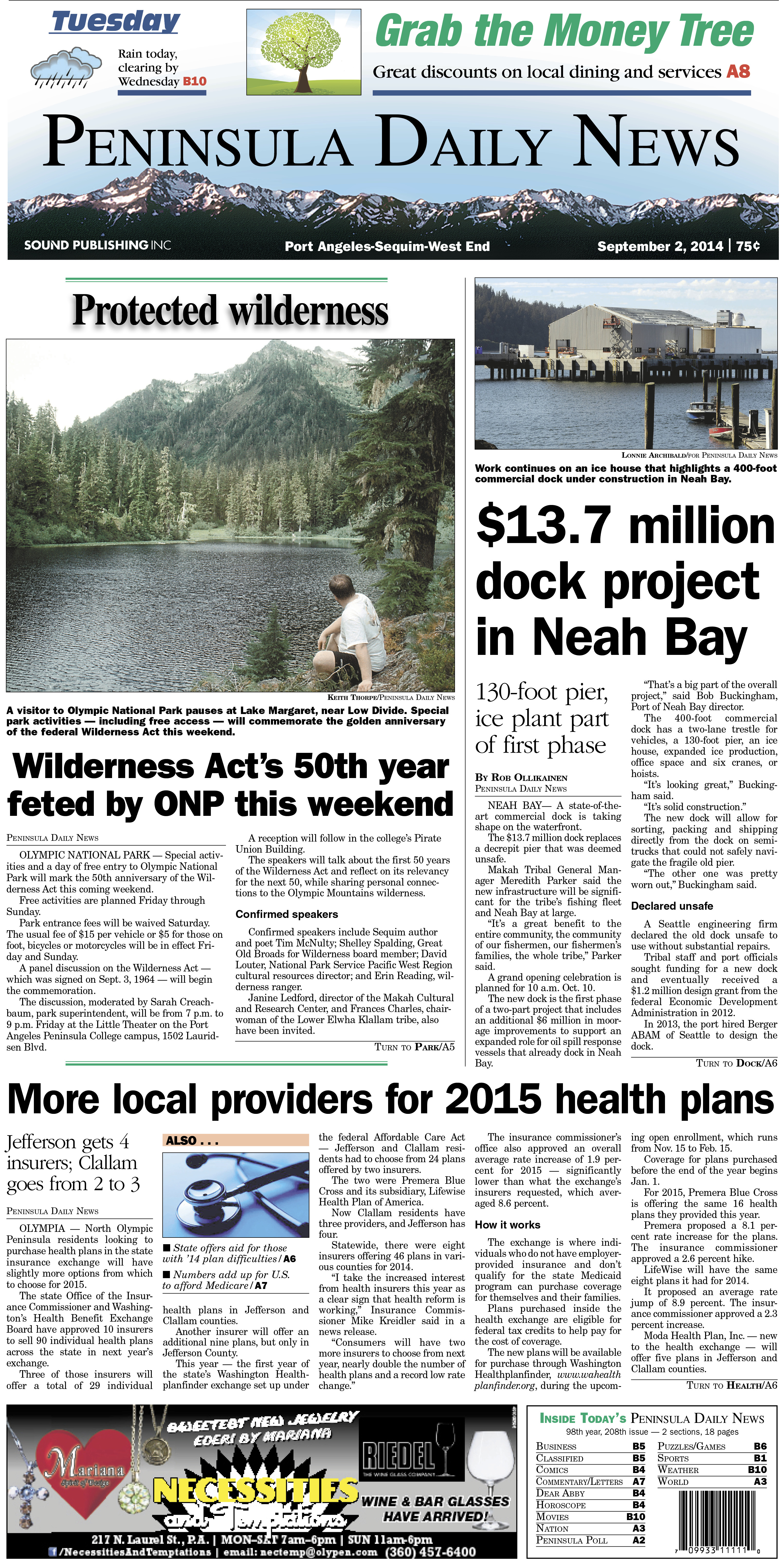 PDN's front page for today's Clallam County readers. There's more inside that isn't online!