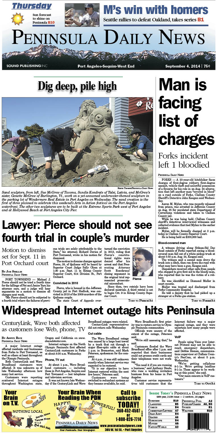 PDN's front page for today's Clallam County readers. There's more inside that isn't online!