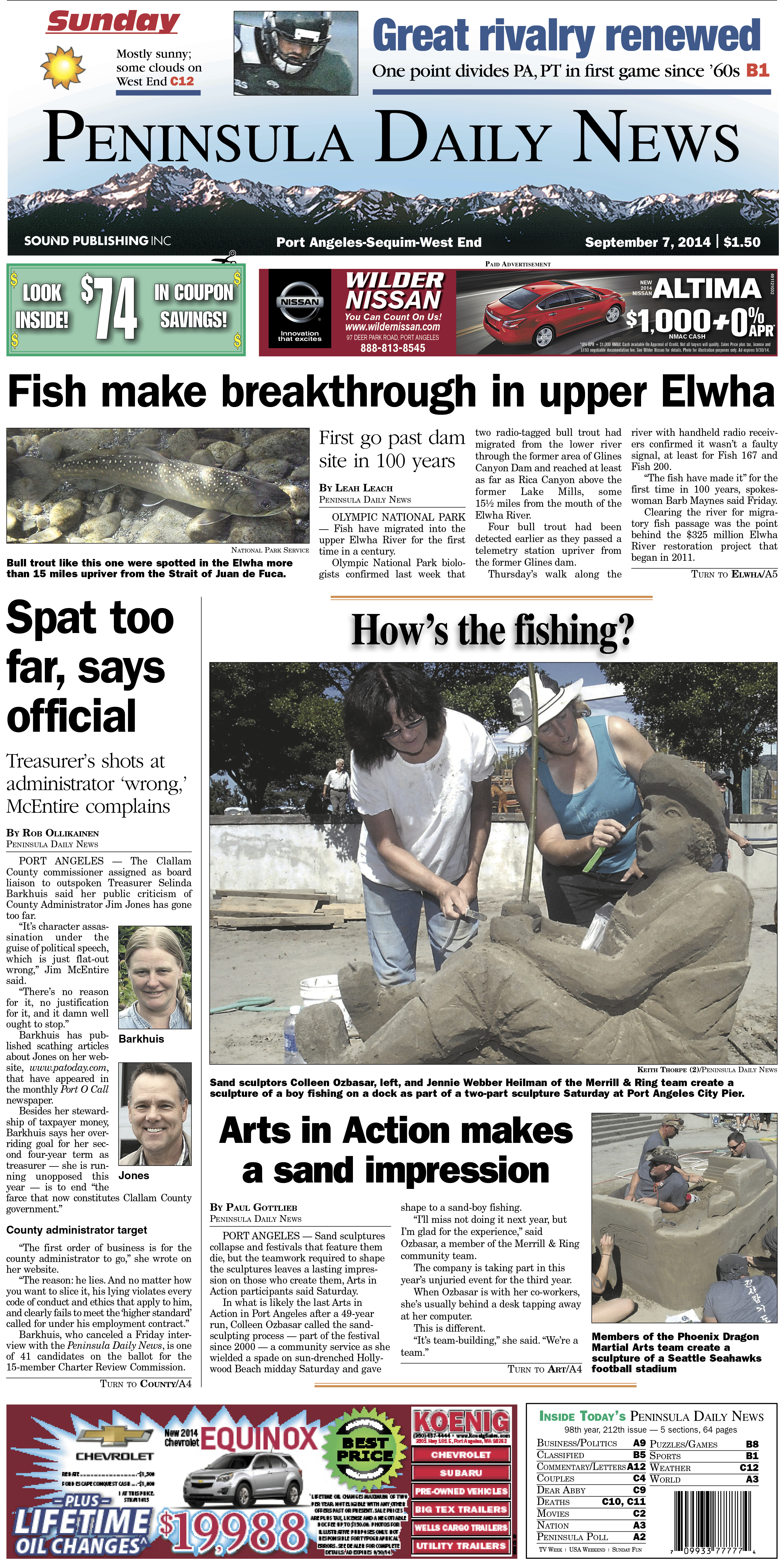 PDN's front page for today's Clallam County readers. There's more inside that isn't online!