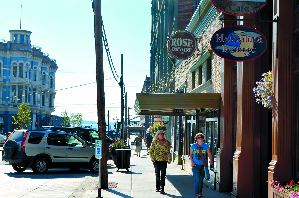 Five utility poles along Taylor Street will be removed following a three-month delay. Charlie Bermant/Peninsula Daily News