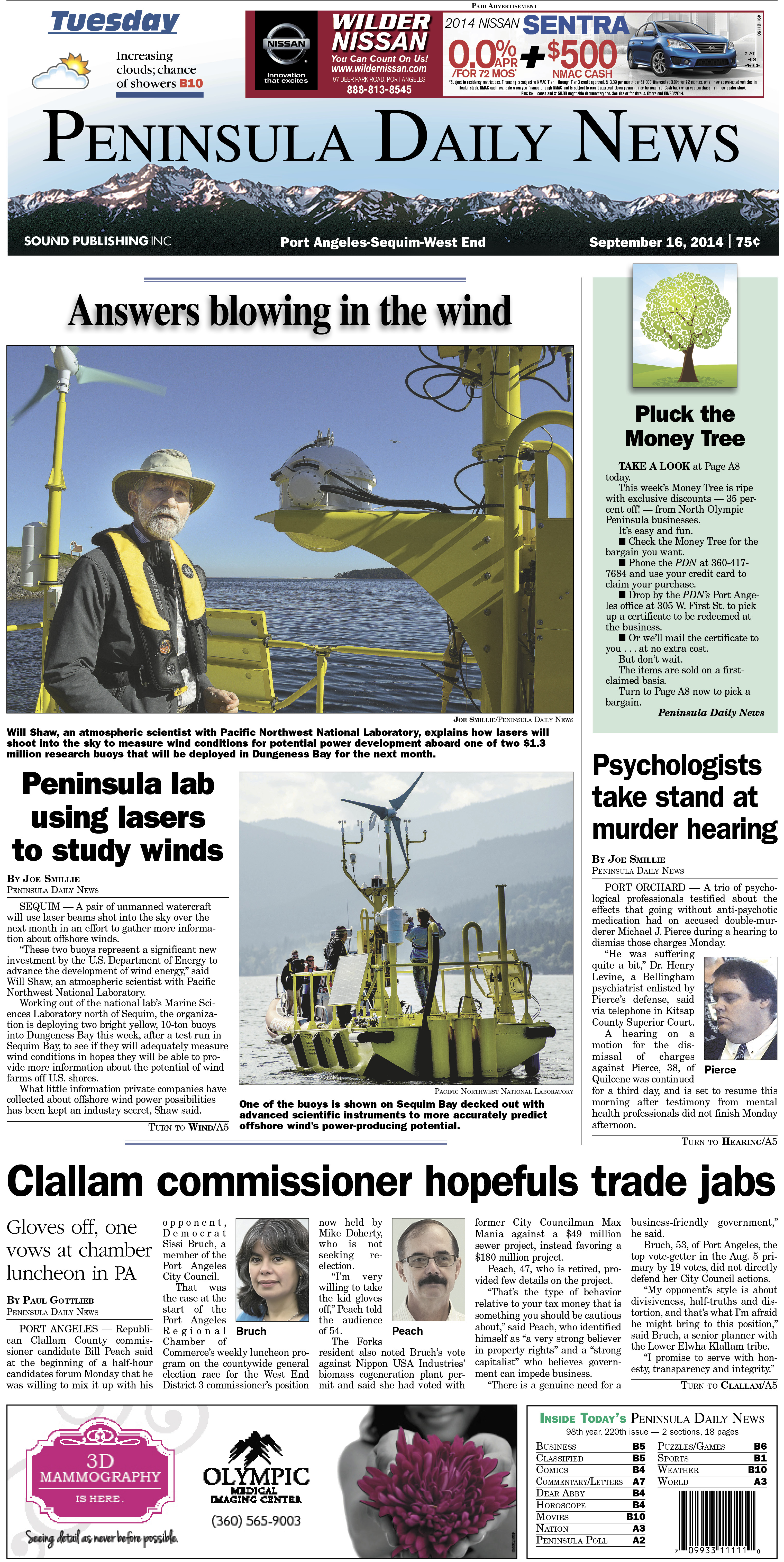 PDN's front page for today's Clallam County readers. There's more inside that isn't online!