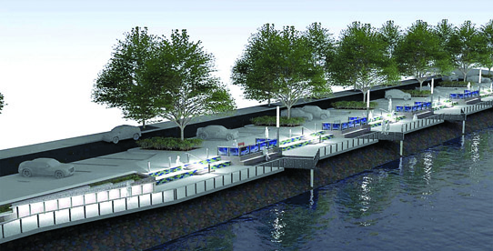 An artist's rendering depicts the pedestrian walkway being planned for Port Angeles.