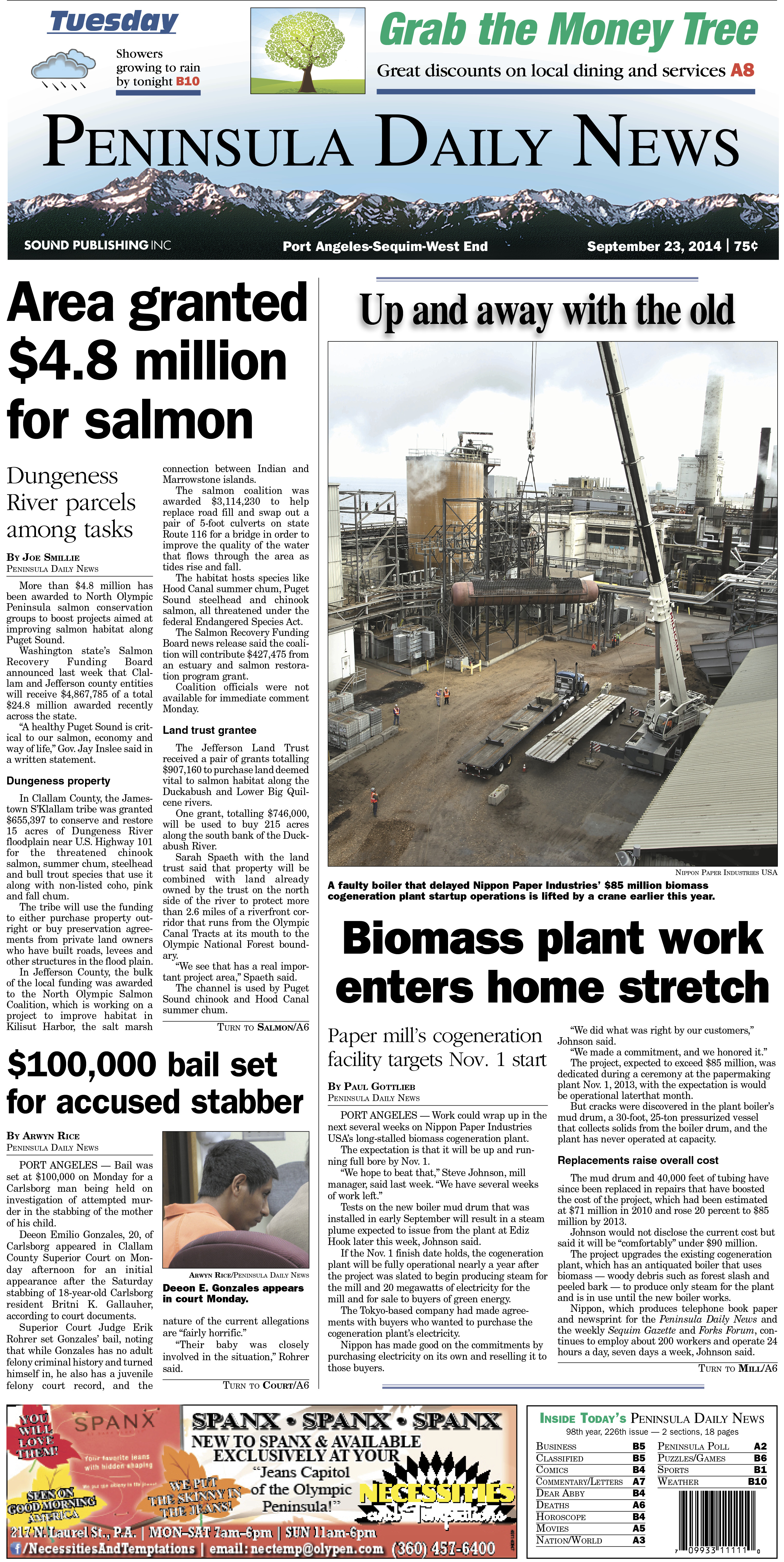 PDN's front page for today's Clallam County readers. There's more inside that isn't online!