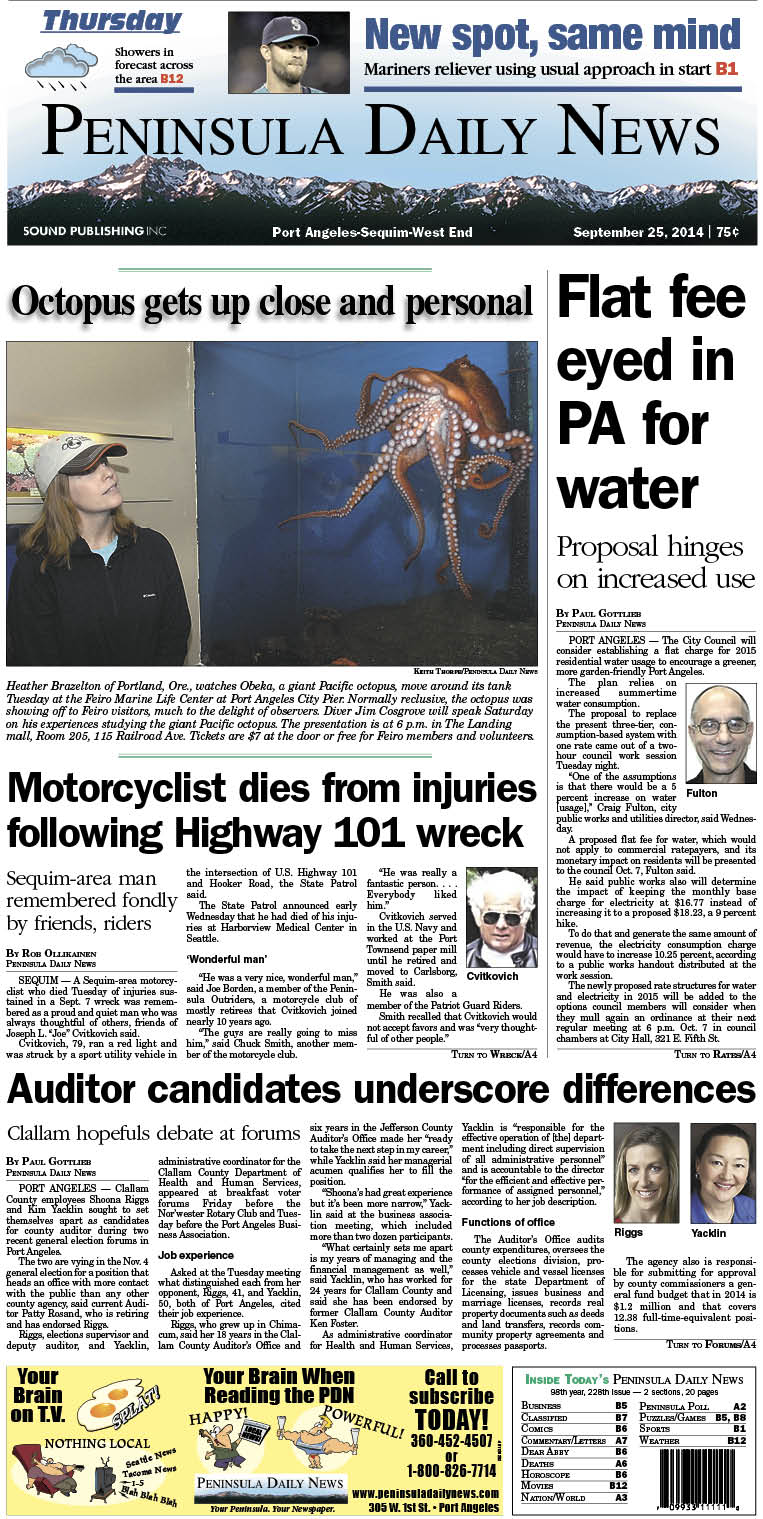 PDN's front page for today's Clallam County readers. There's more inside that isn't online!