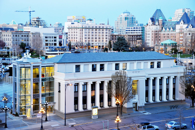 The recently renovated CPR Steamship Terminal is shown from Belleville Street overlooking The Empress hotel