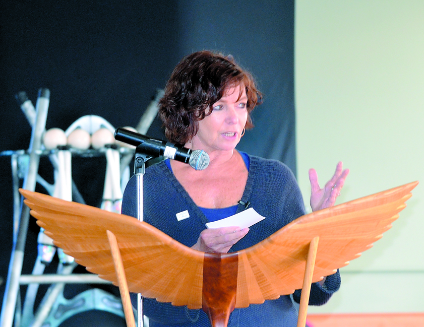 Former state Rep. Lynn Kessler helps kick off Goddard College's four-year academic program Tuesday in Port Townsend. Charlie Bermant/Peninsula Daily News