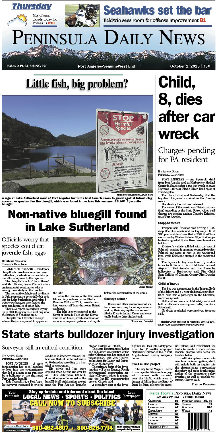 Today's front page tailored for the PDN's readers in Clallam County. There's more inside that isn't online!