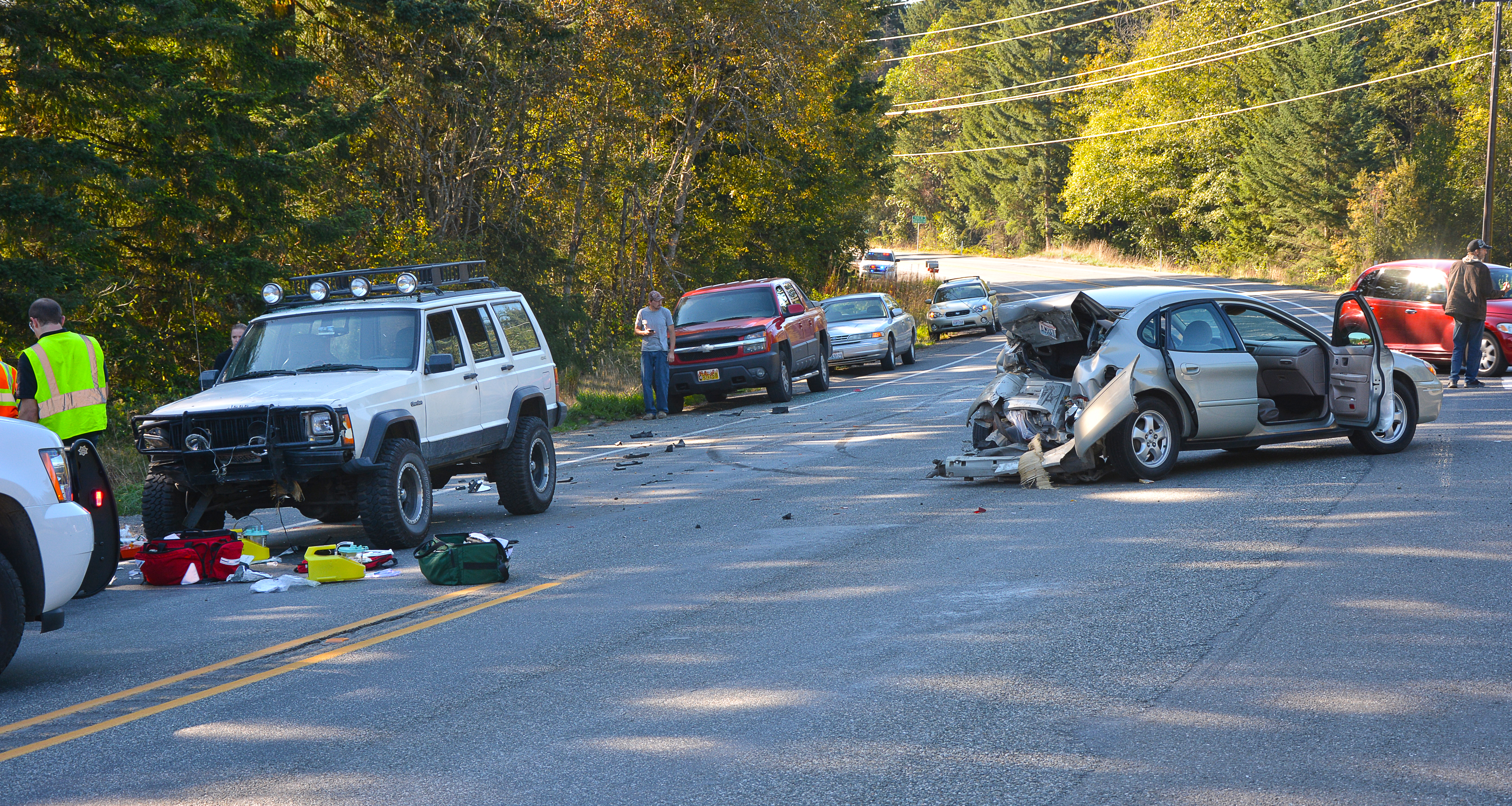 The wreck scene on state Highway 112. Jay Cline/Clallam County Fire District No. 2