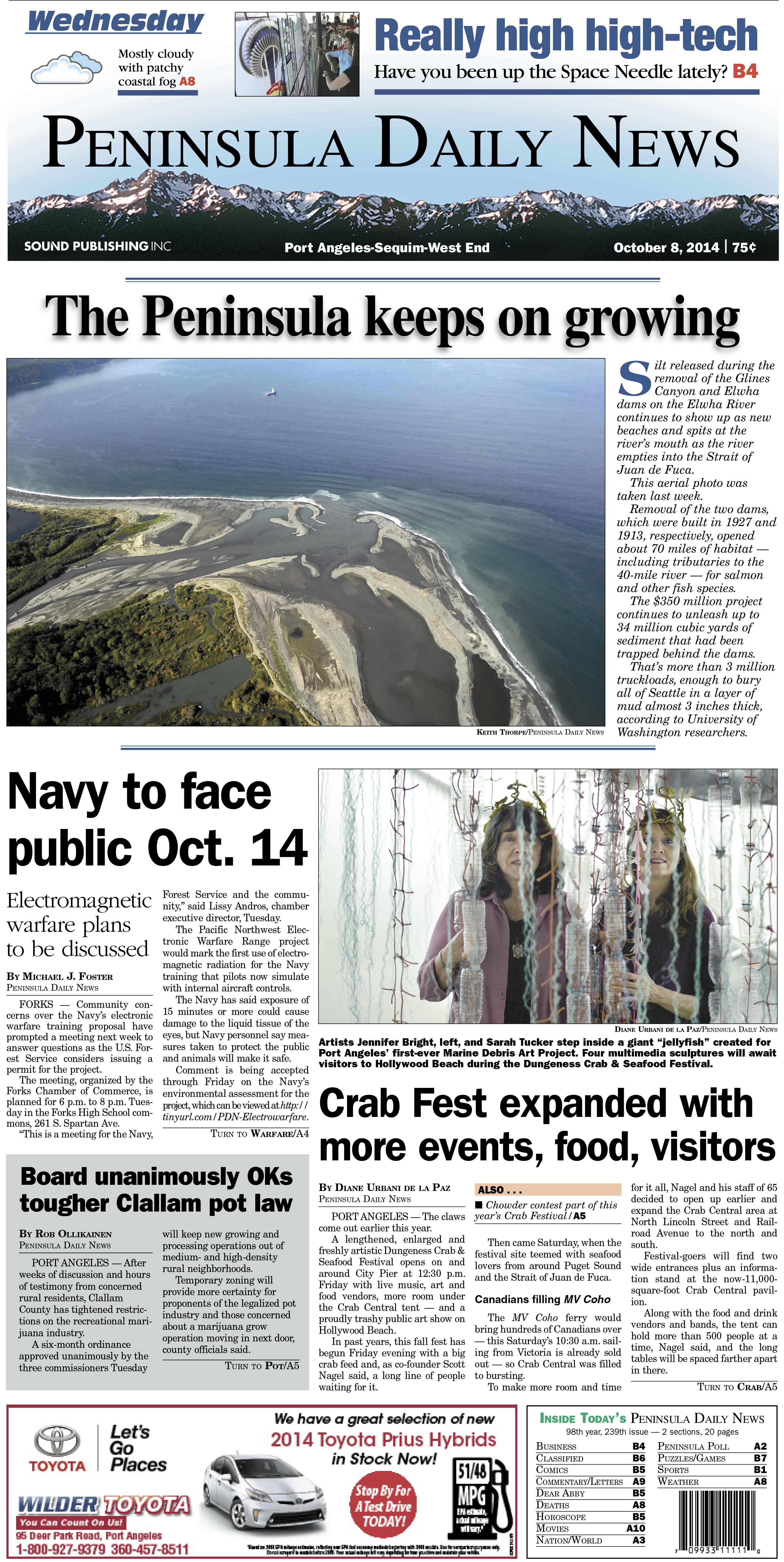 Here is today's Clallam County front page — news tailored to your community. There's more inside that isn't online!