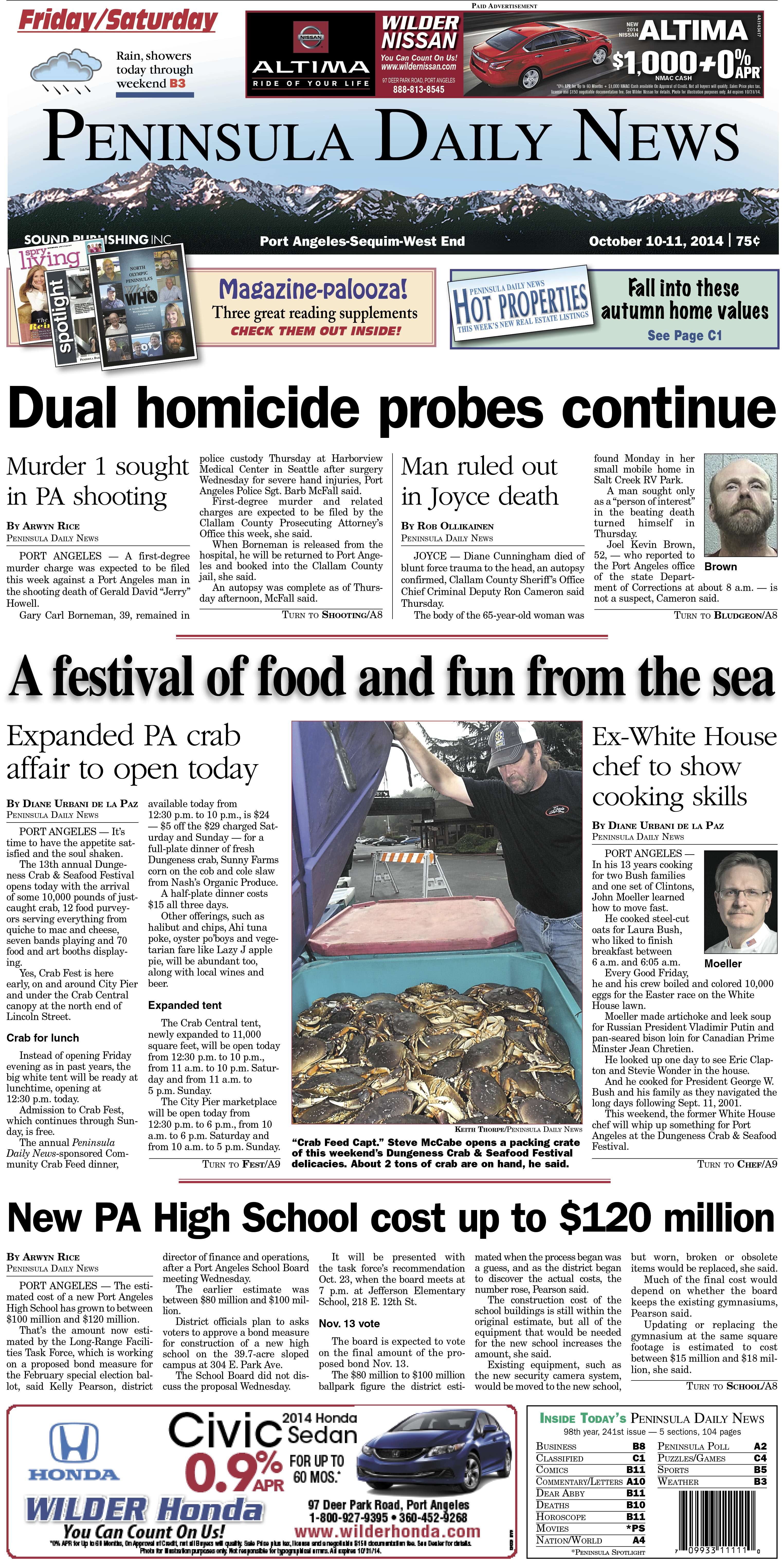 Here is today's Clallam County front page — news tailored to your community. There's more inside that isn't online!