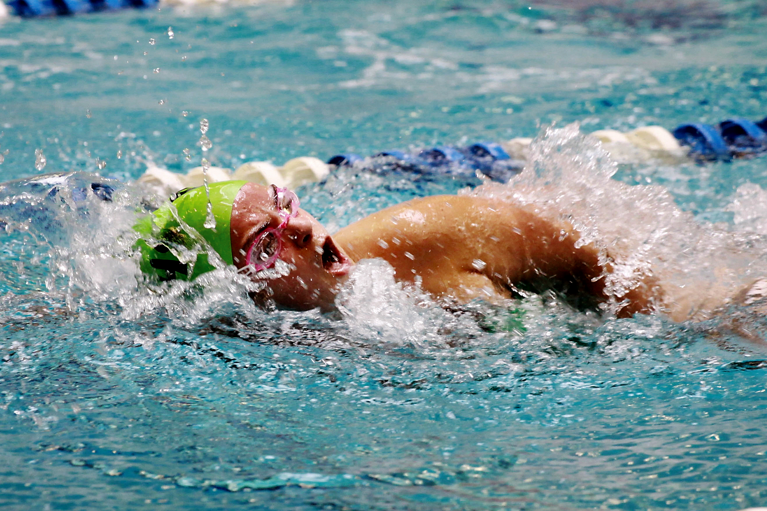 Port Angeles' Mathilde Warda swims the 50-yard freestyle during the Roughriders' Olympic League win over Olympic. Patty Reifenstahl