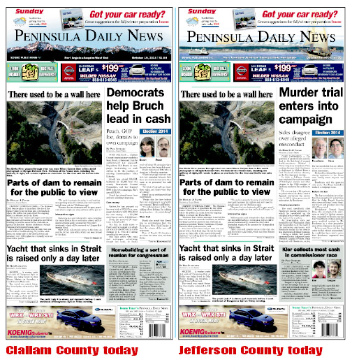 Here are today's Clallam County and Jefferson County front pages — news tailored to your community. There's more inside that isn't online!