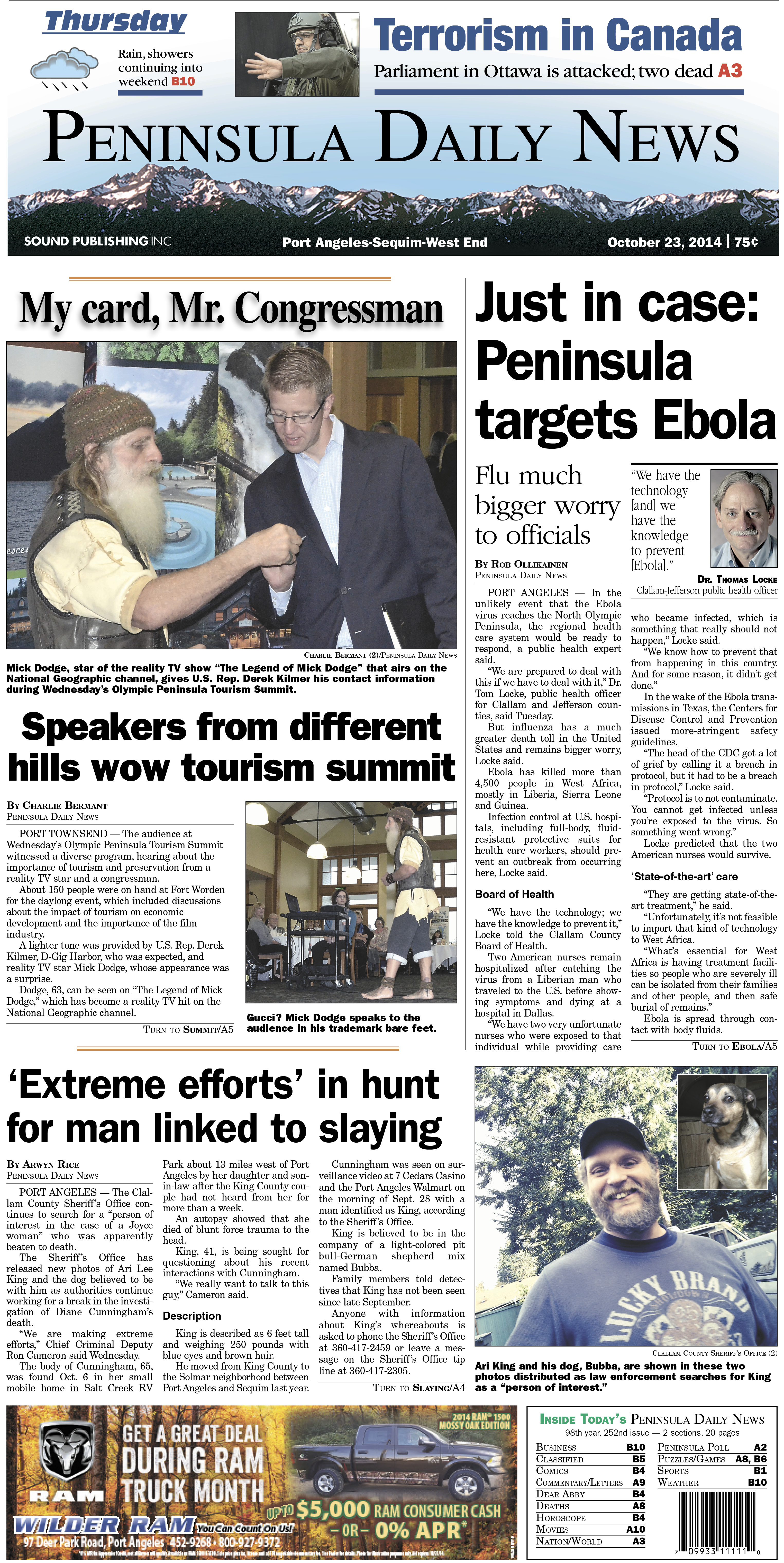 Here is today's Clallam County front page — news tailored to your community. There's more inside that isn't online!