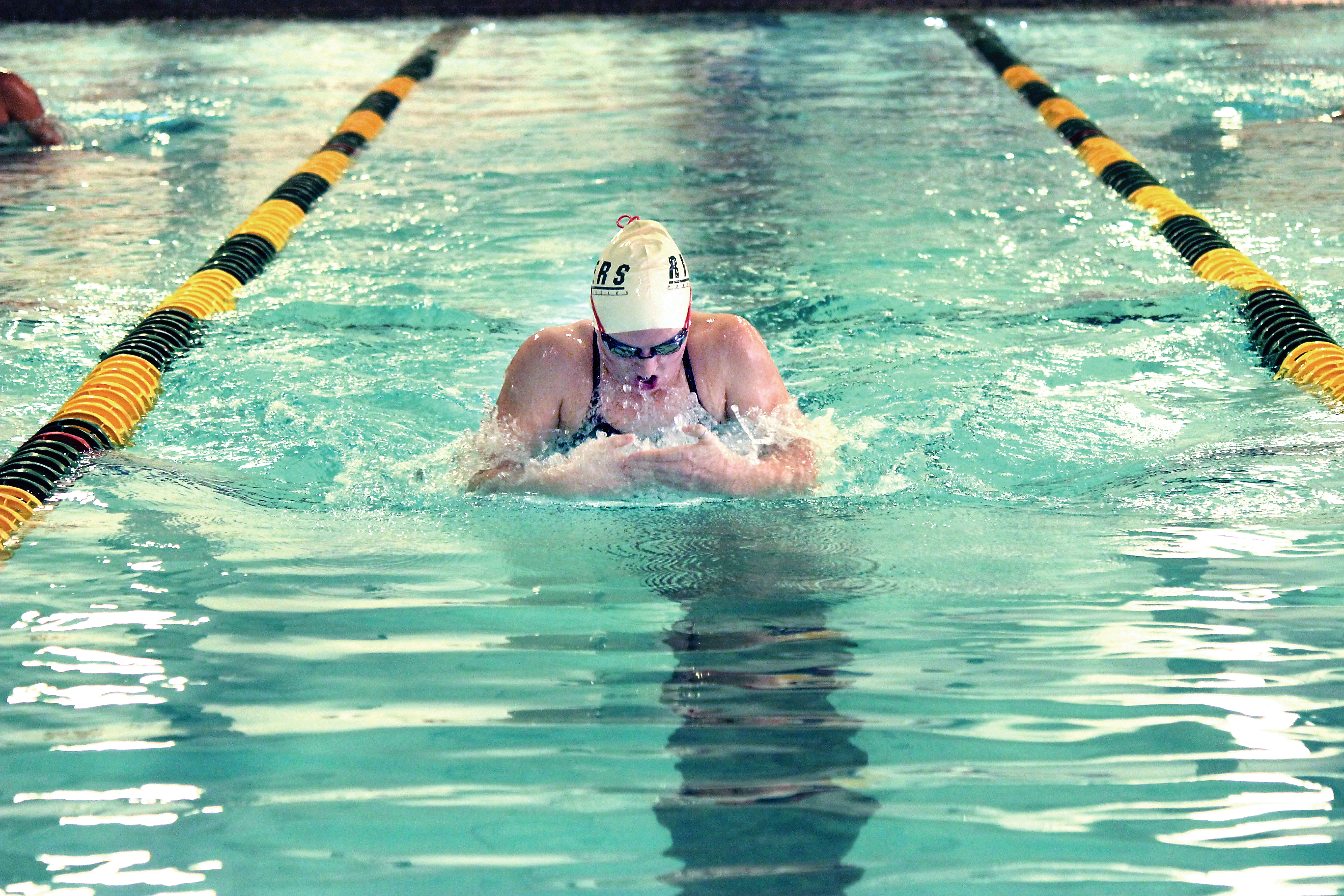 Port Angeles senior Carter Juskevich swims the breaststroke during a meet against Klahowya at William Shore Memorial Pool. Patty Reifenstahl