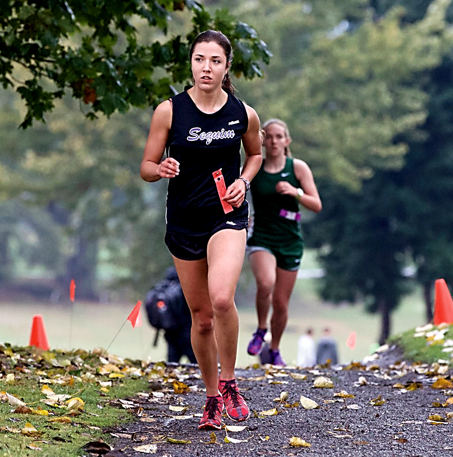 Waverly Shreffler leads the Sequim girls cross country team into the state meet this weekend. Steve Mullensky/for Peninsula Daily News