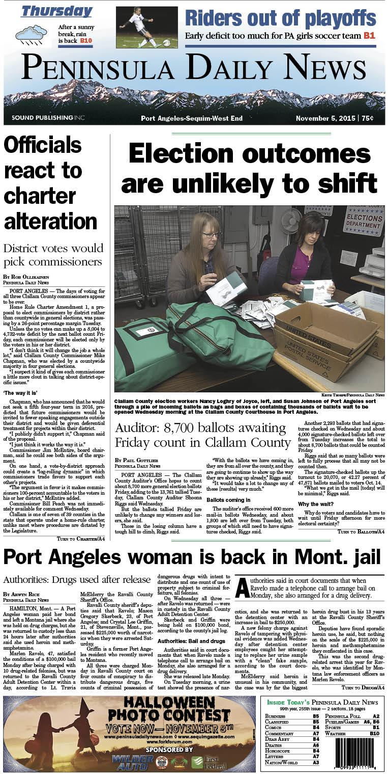 Today's front page tailored for the PDN's readers in Clallam County. There's more inside that isn't online!
