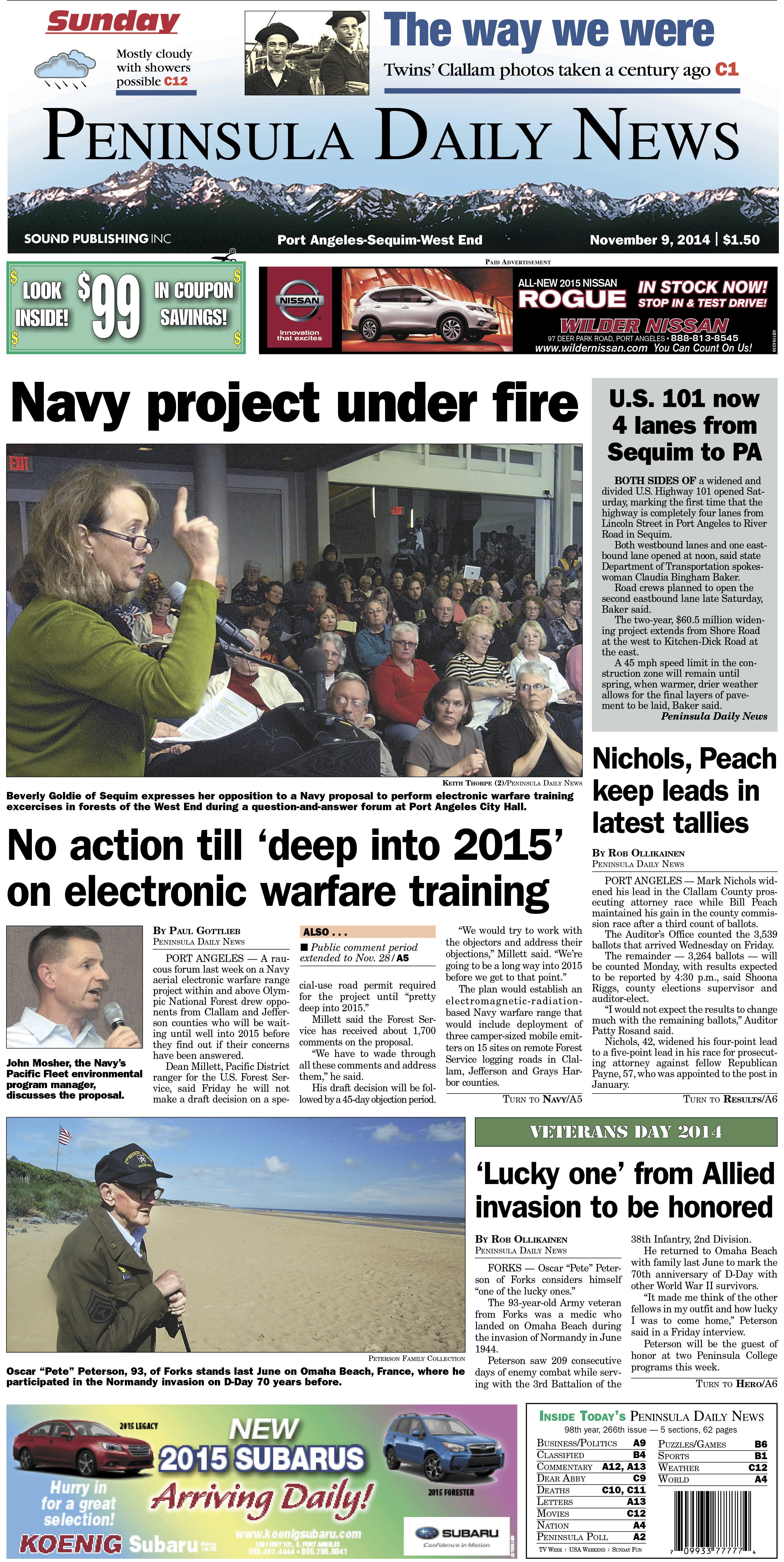 Here is today's front page for our Clallam County readers — news tailored to your community. There's more inside that isn't online!