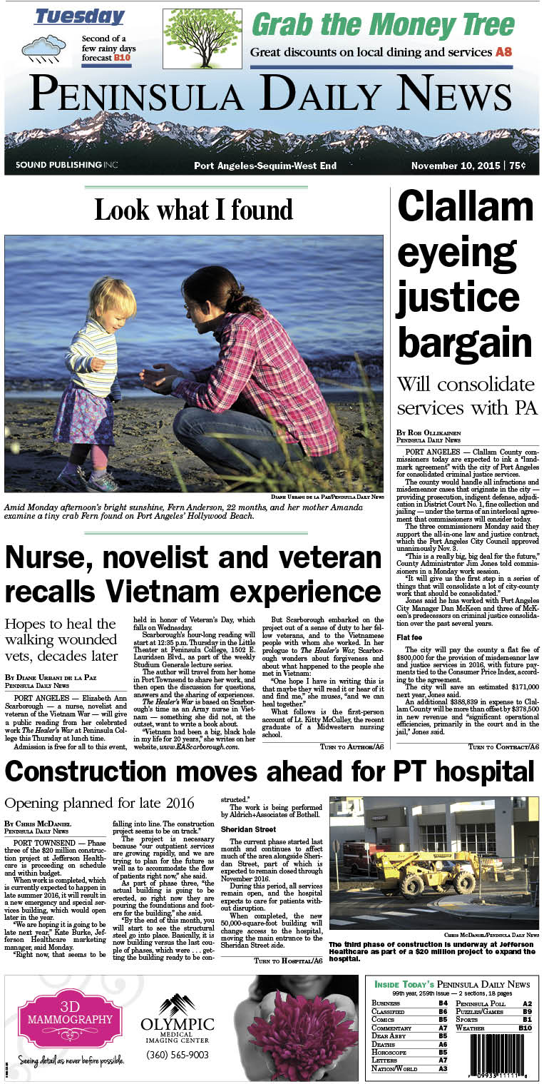 Today's front page tailored for the PDN's readers in Clallam County. There's more inside that isn't online!