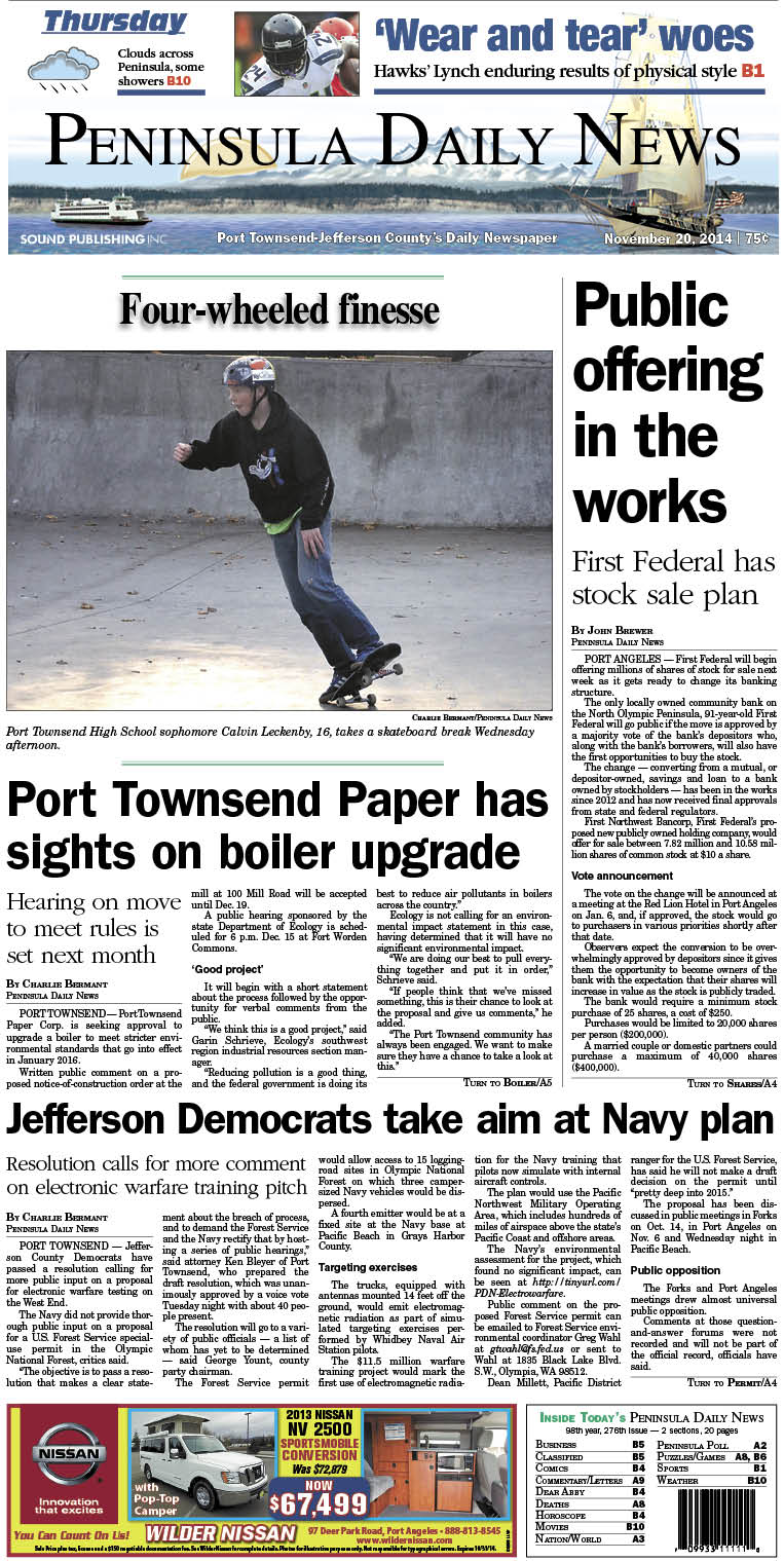 Here is today's front page for our Jefferson County readers — news tailored to your community. There's more inside that isn't online!