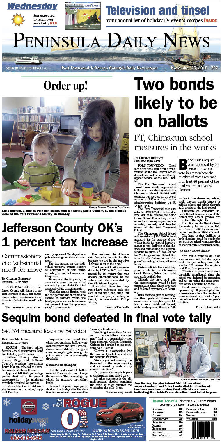 Today's front page tailored for the PDN's readers in Jefferson County. There's more inside that isn't online!