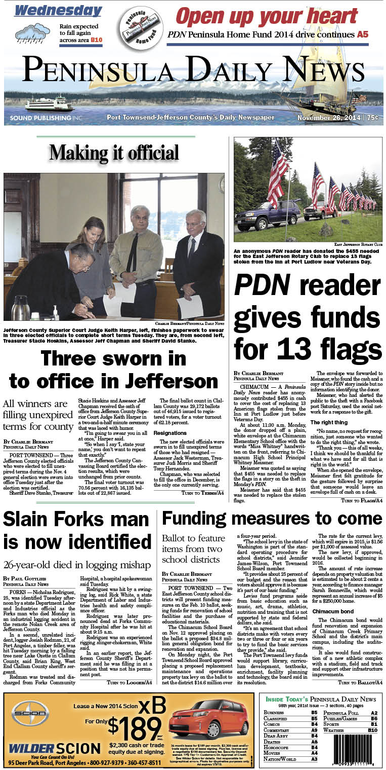 Here is today's front page for our Jefferson County readers — news tailored to your community. There's more inside that isn't online!
