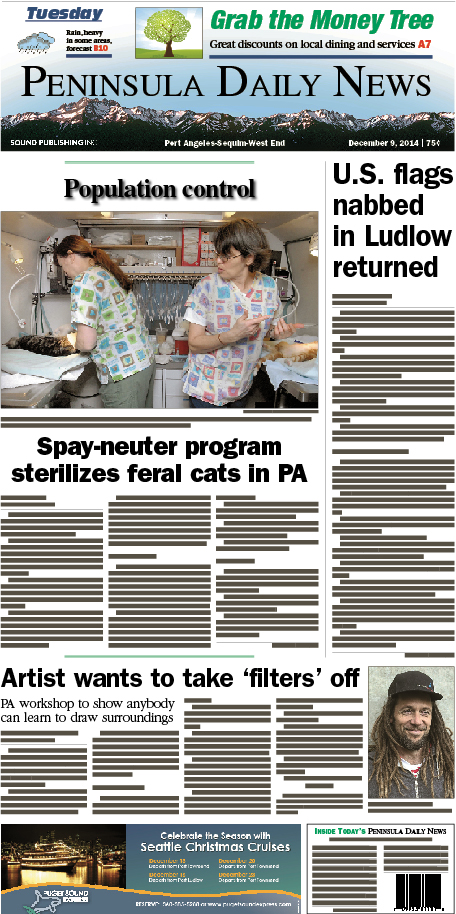 Here is today's front page for our Clallam County readers — news tailored to your community. There's more inside that isn't online!