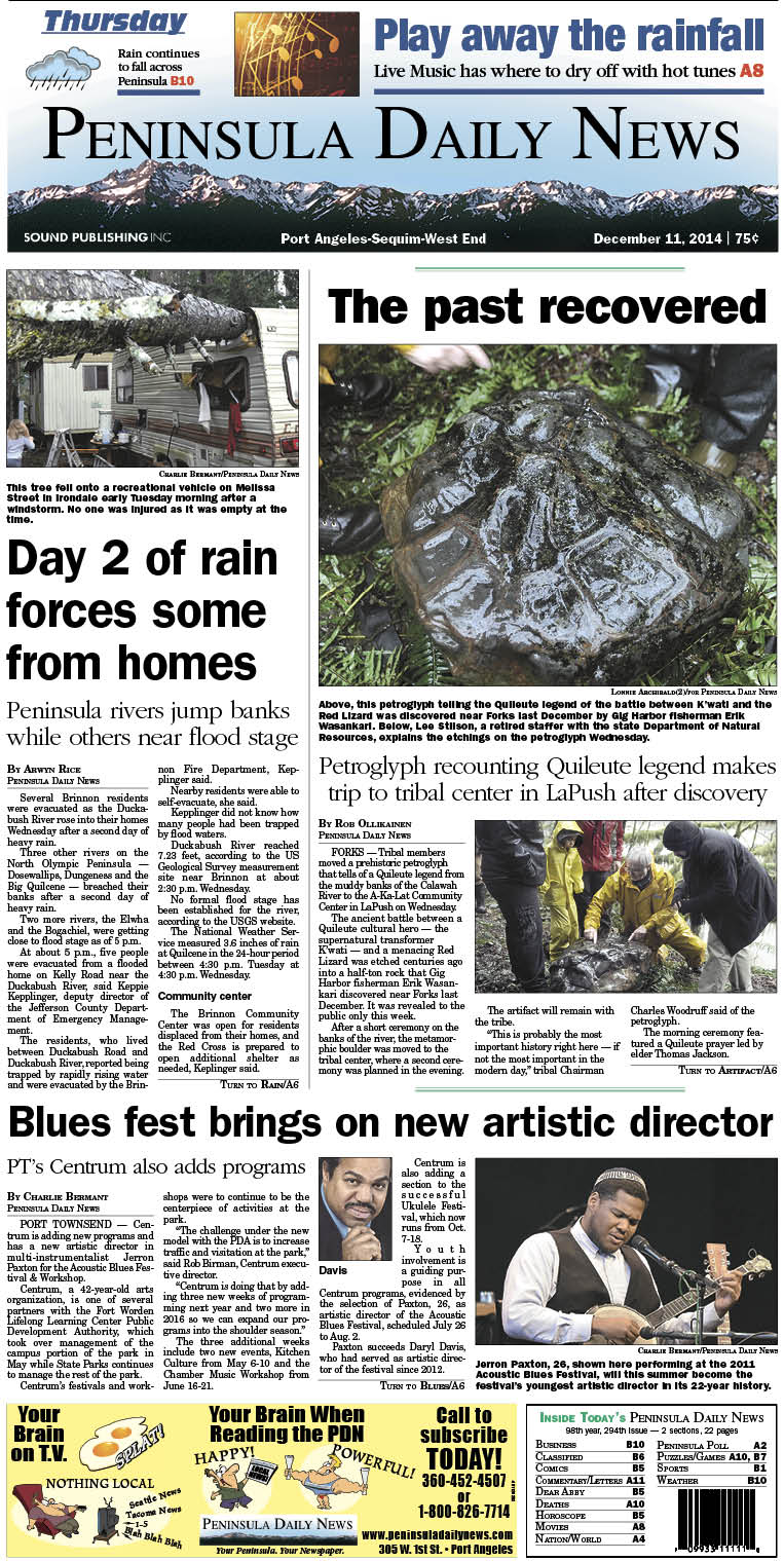 Here is today's front page for our Clallam County readers — news tailored to your community. There's more inside that isn't online!