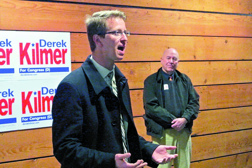 U.S. Rep.-elect Derek Kilmer thanks supporters in Port Townsend on Monday